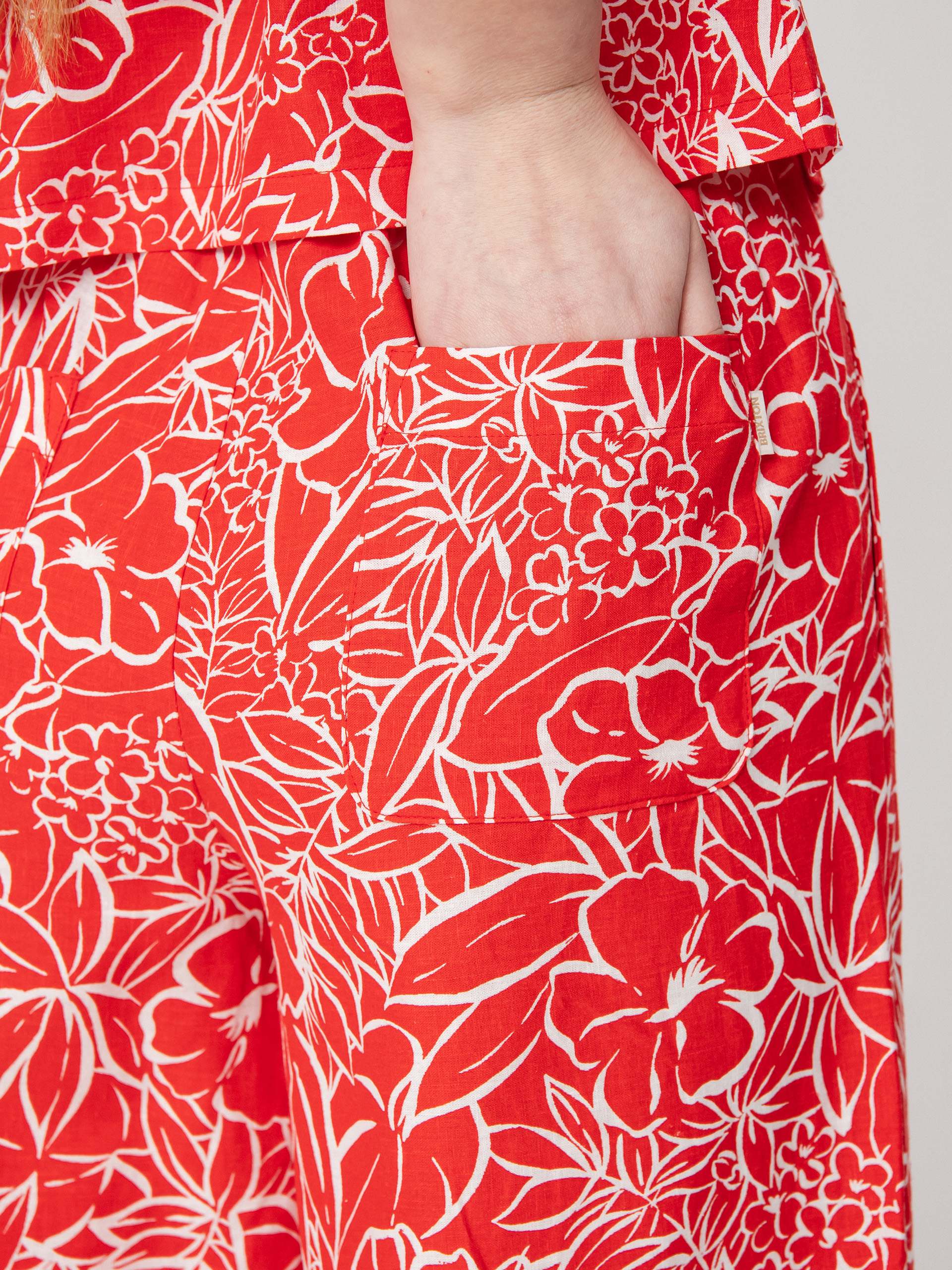 Brixton Indo Linen Wide Leg Hose Wmn (aloha red)