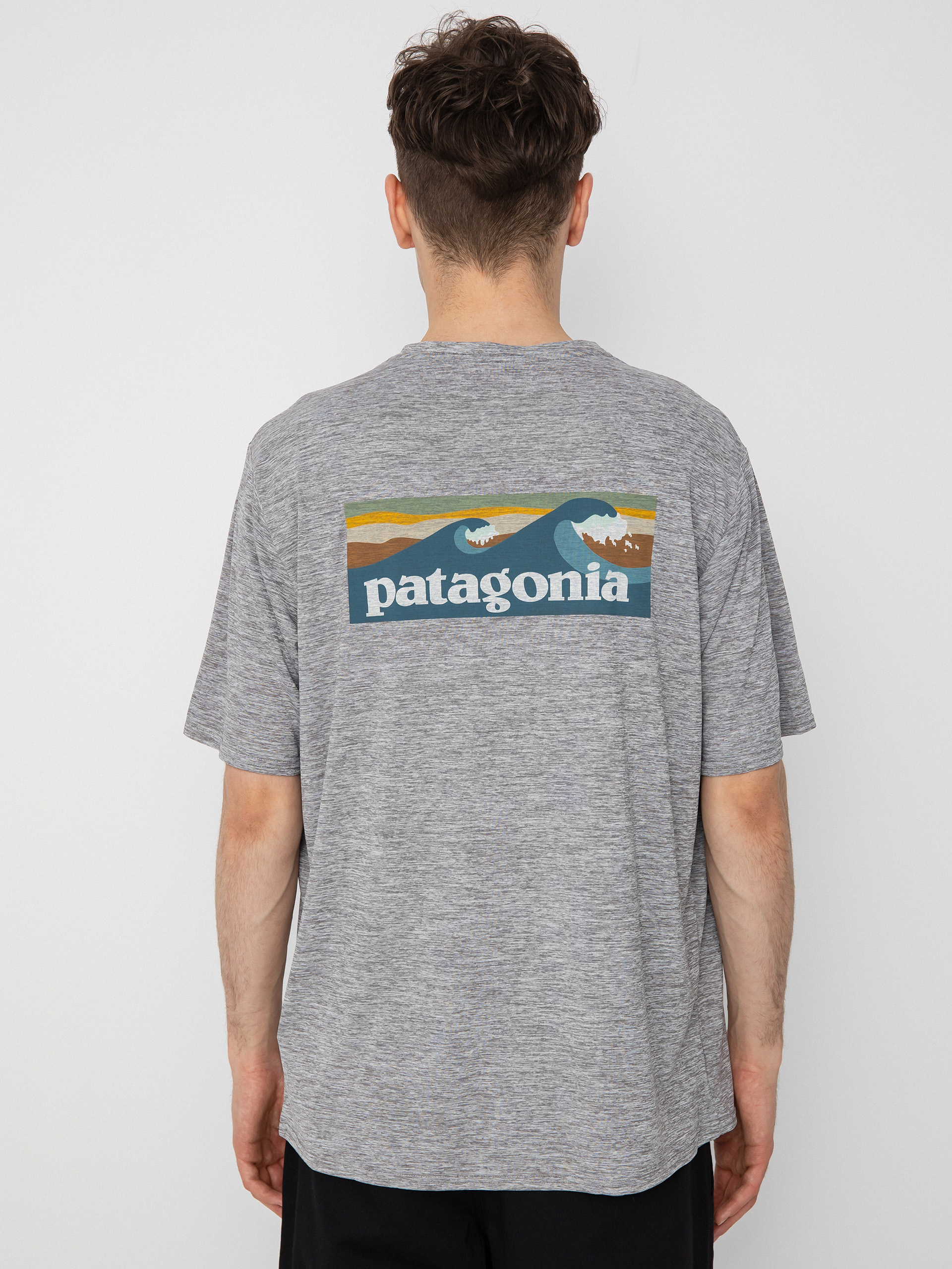 Patagonia Cap Cool Daily Graphic T-shirt (boardshort logo abalone blue/feather grey)