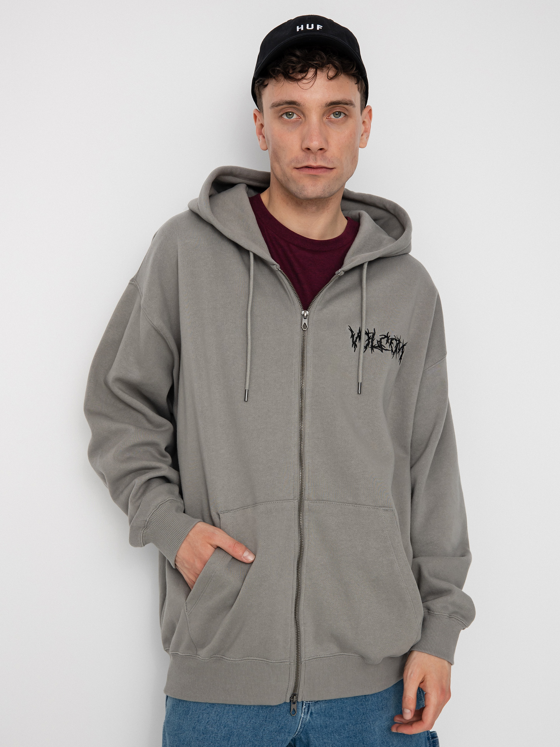 Volcom グレー フード付きパーカー&コーチジャケット Volcom Issanka ZHD Hoodie - grey (dusk grey)
