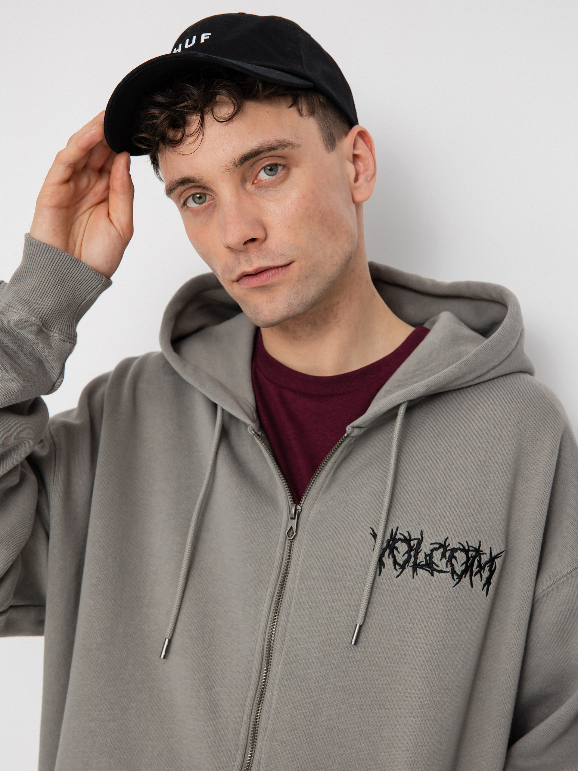 Volcom グレー フード付きパーカー&コーチジャケット VOLCOM ボルコム アウター メンズ ジャケット ジップアップ フーディー