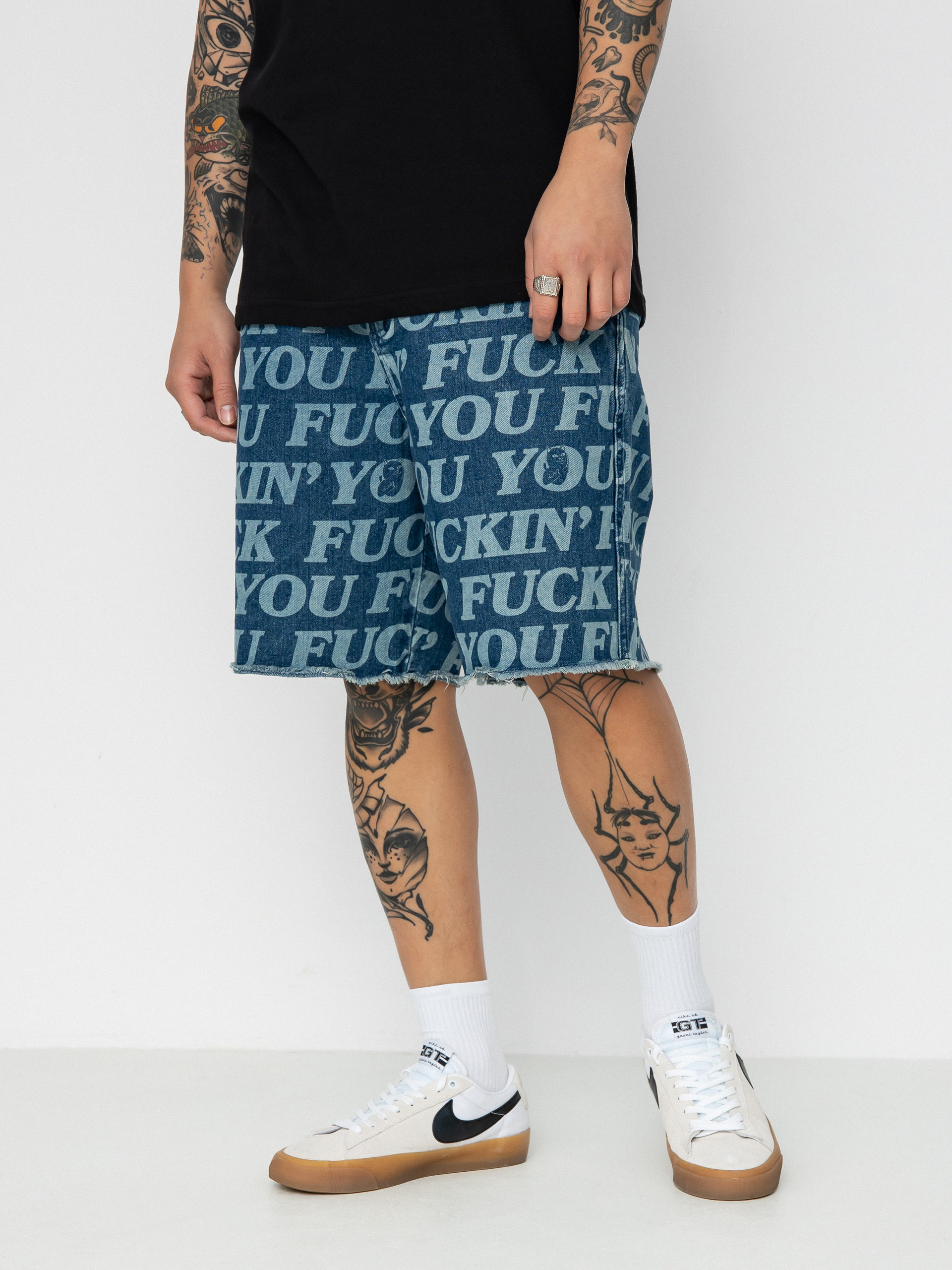 RipNDip Fuckin Fuck Shorts - blue (medium wash)