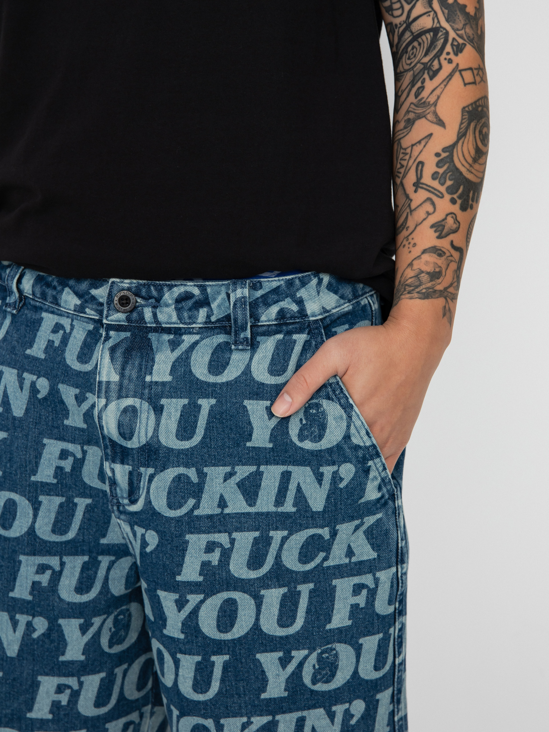 RipNDip Fuckin Fuck Shorts - blue (medium wash)