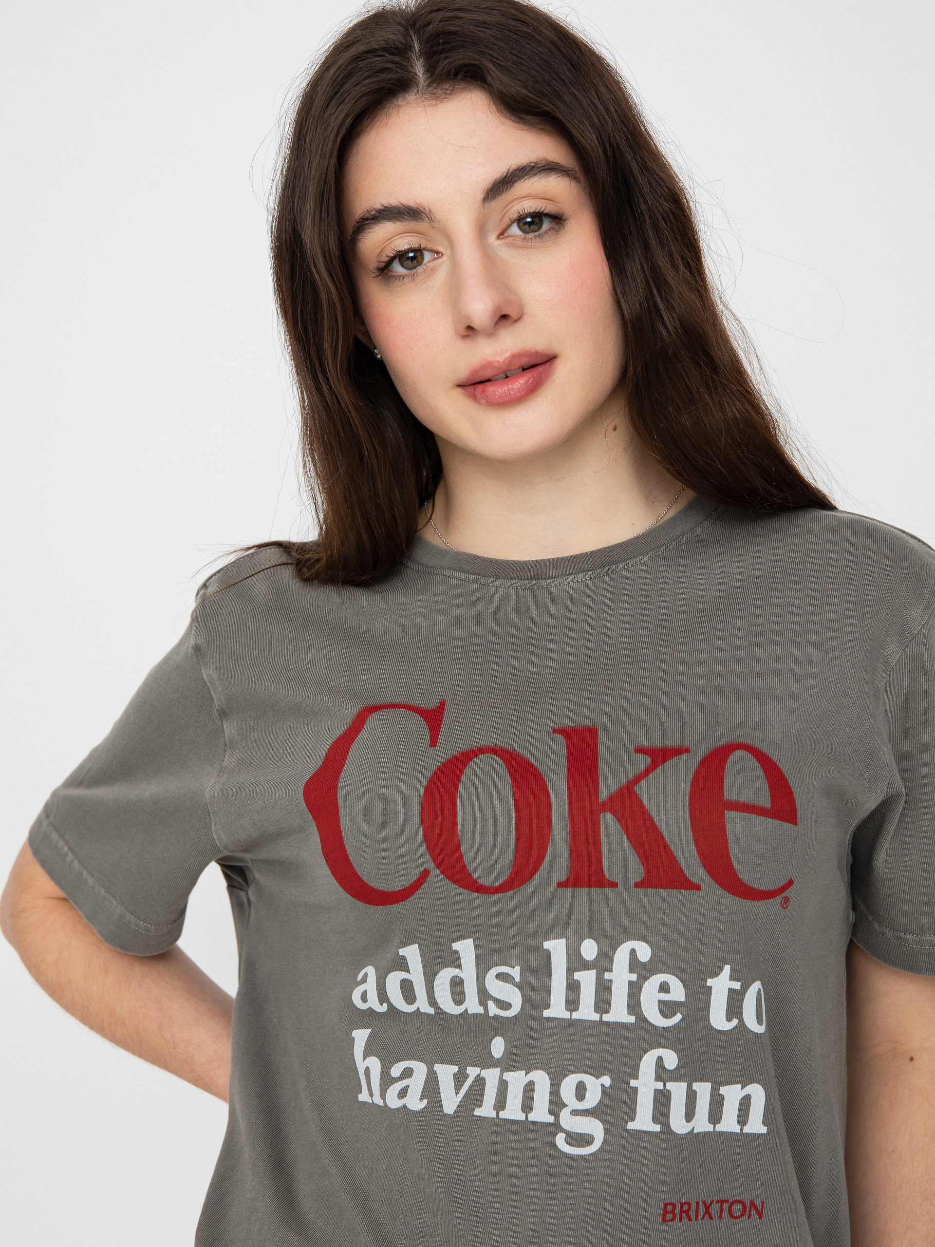 Brixton Coca-Cola Having Fun Vintage T-shirt Wmn - grey (washedblack)