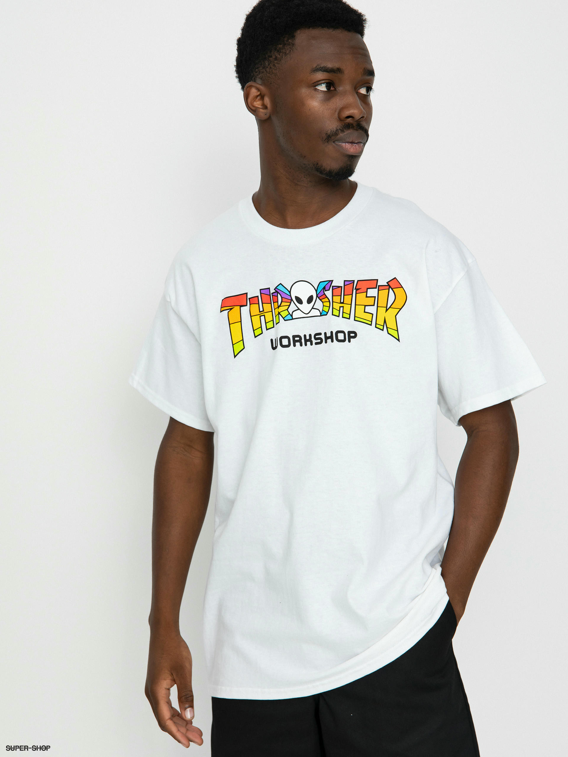 White deals thrasher shirt