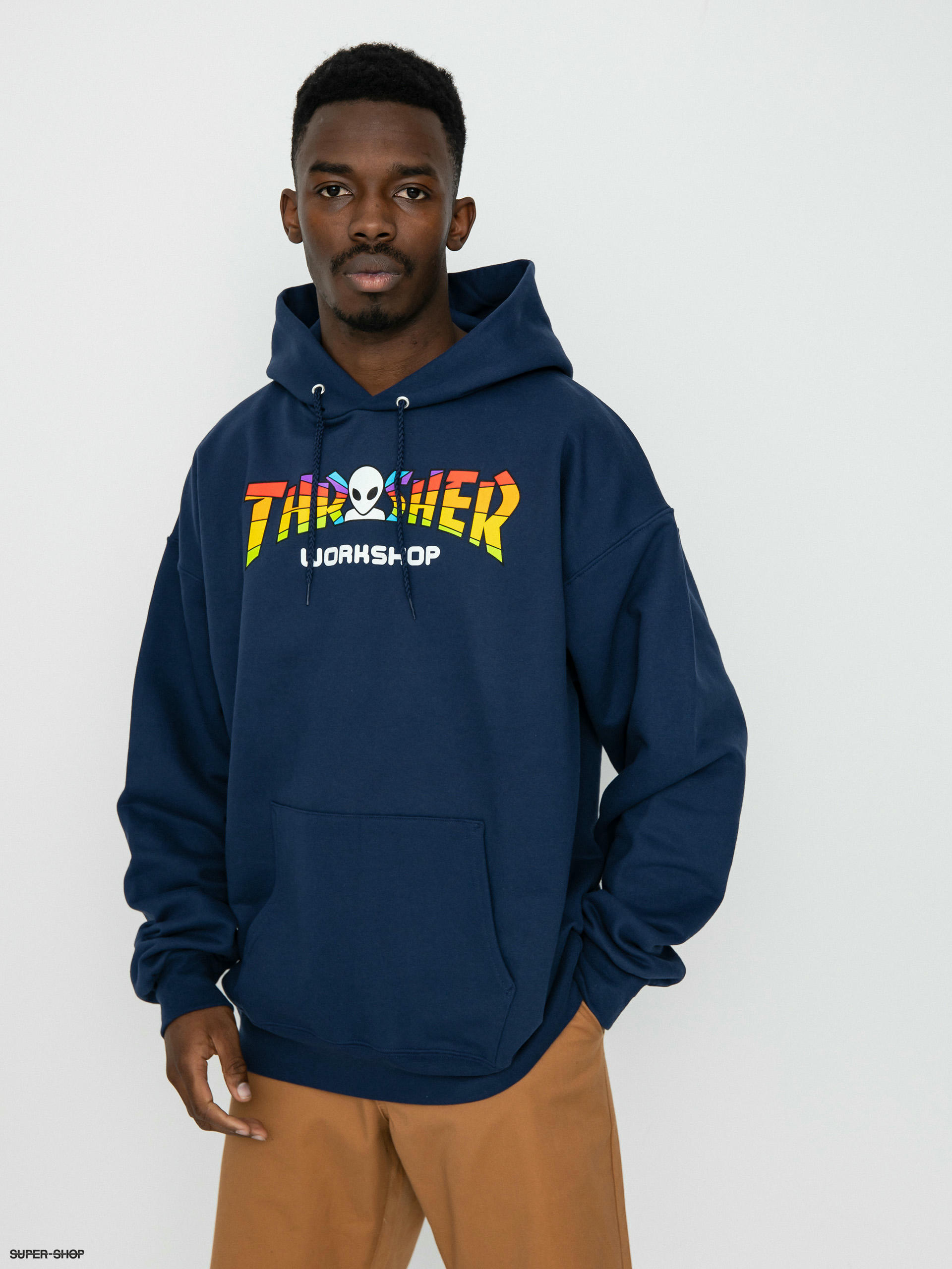 Navy blue outlet thrasher hoodie