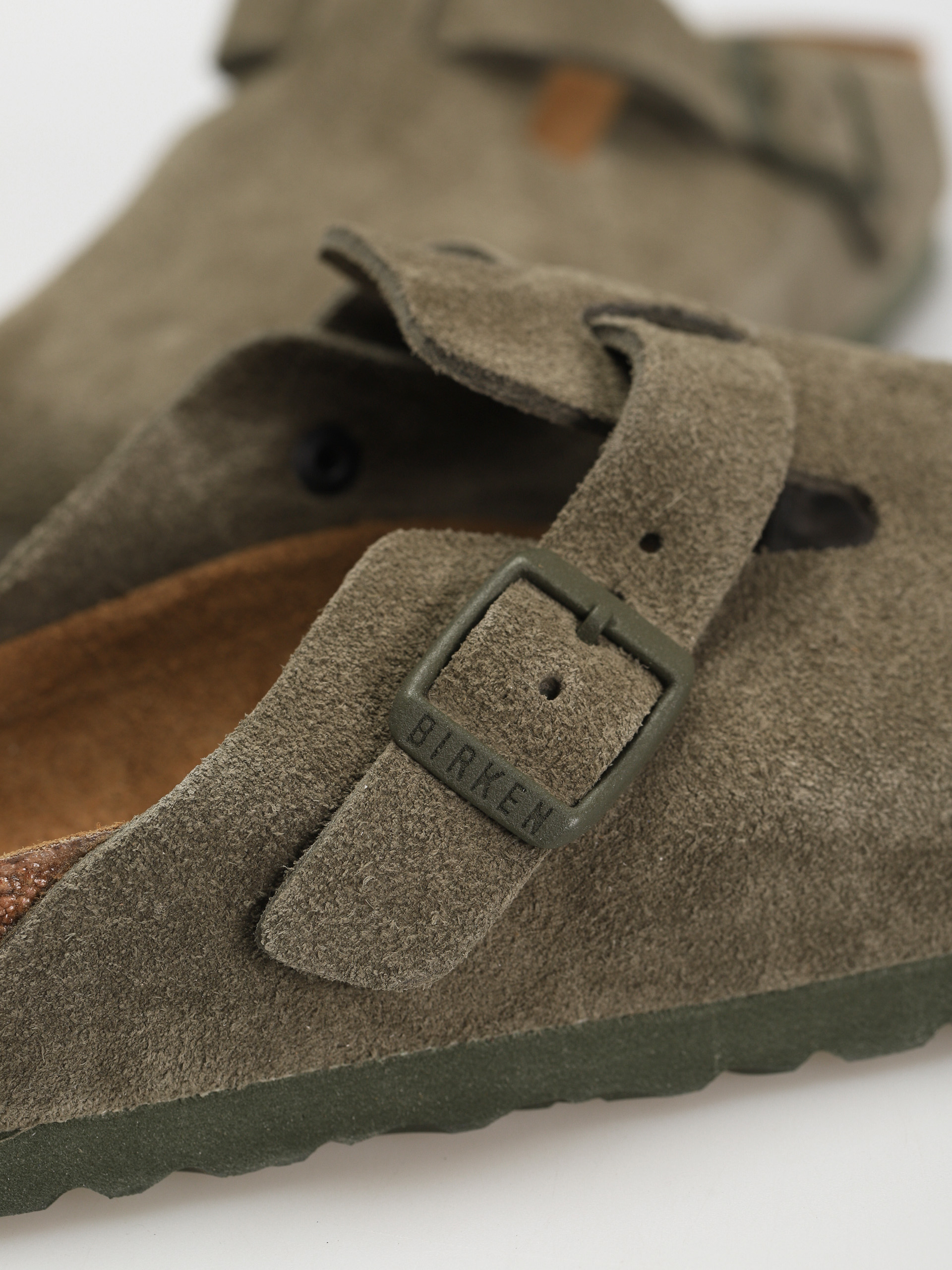 Birkenstock Boston Suede Narrow Pantoletten Wmn (modern suede thyme)