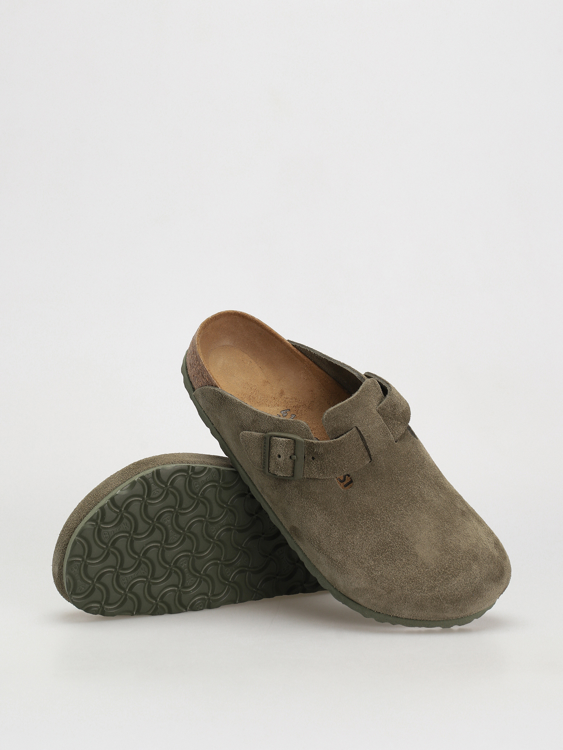 Birkenstock Boston Suede Regular Flip-flops - green (modern suede