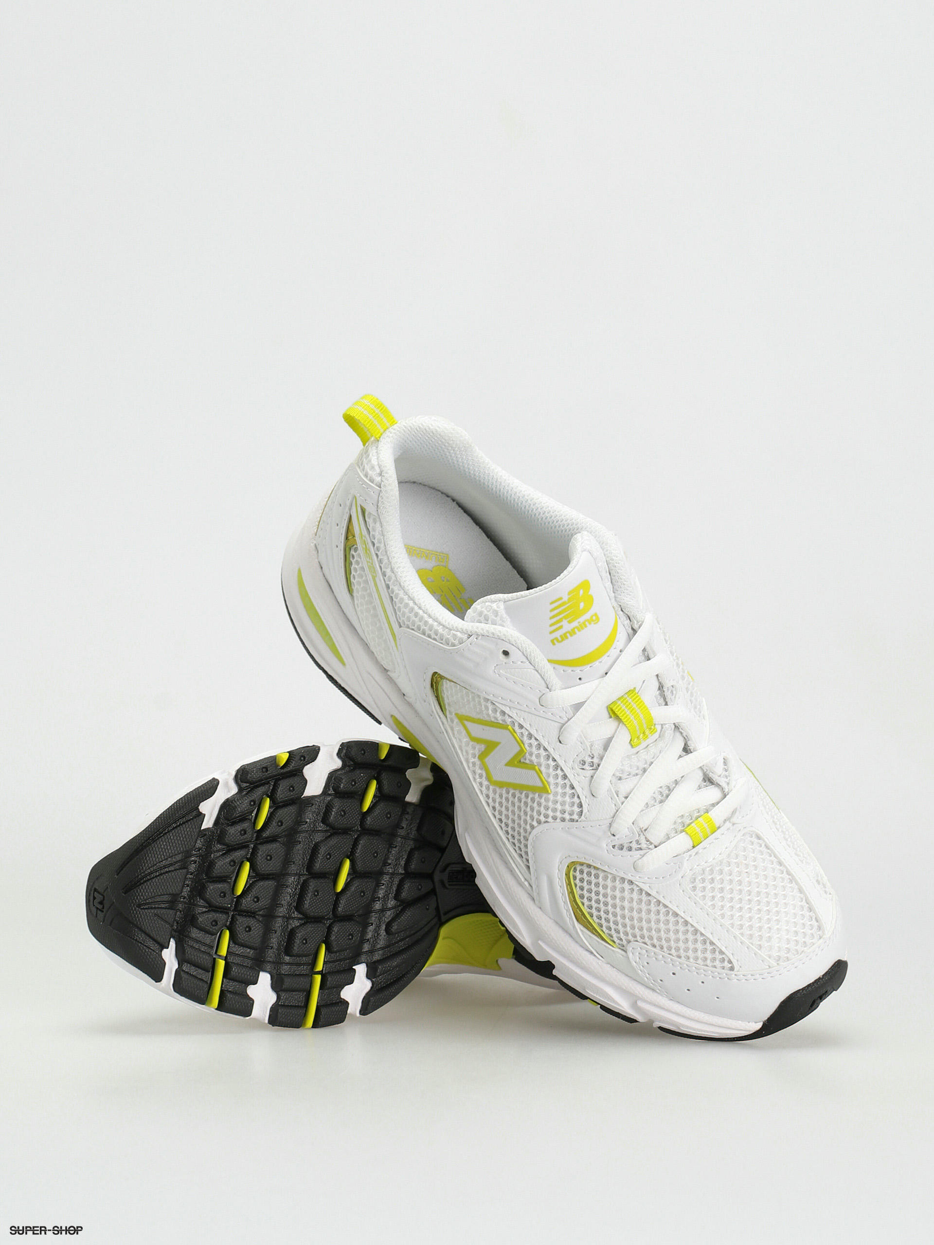 New balance white on sale yellow