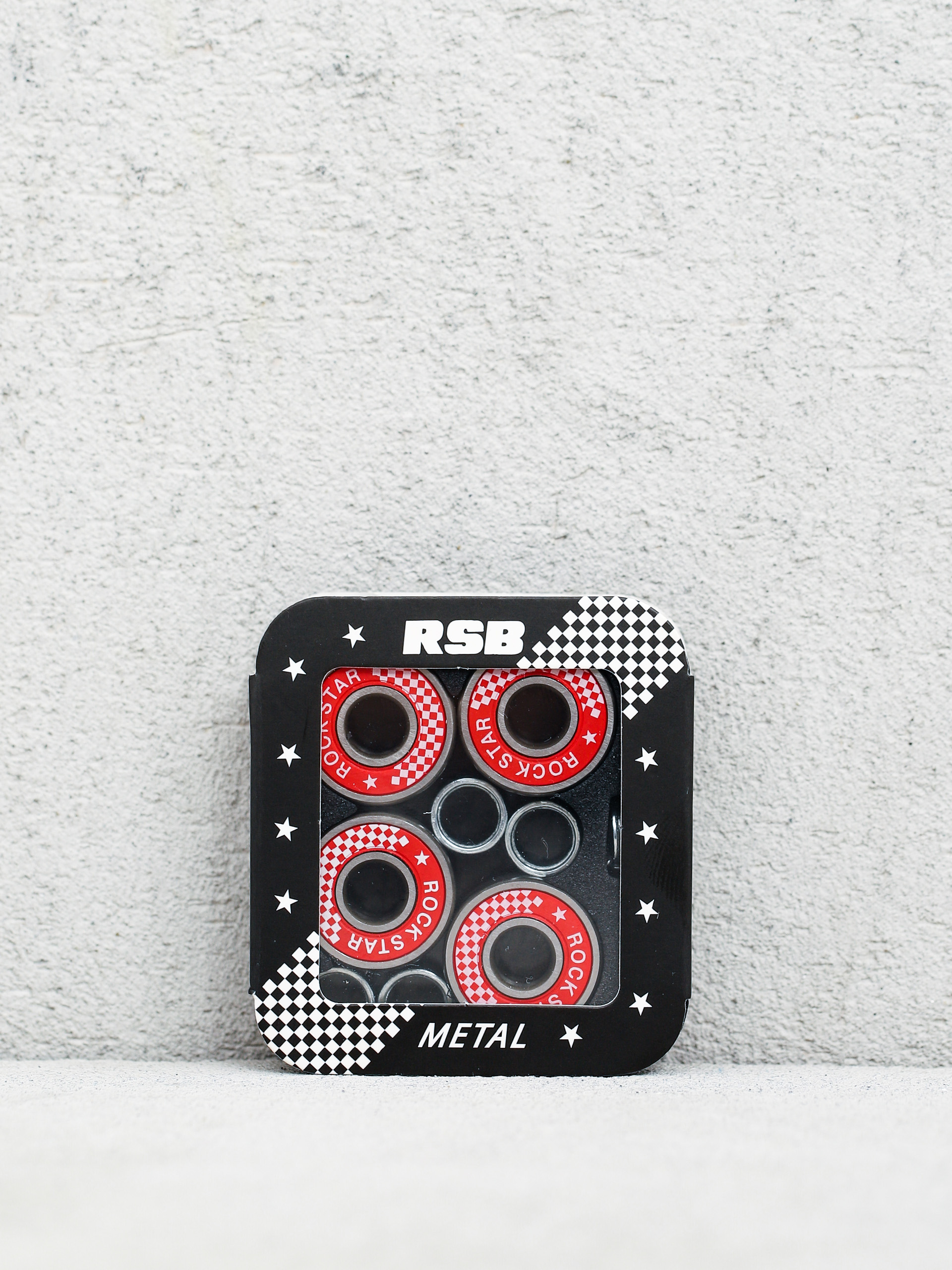 Rock Star Bearings 8 Pack Abec 9 Metal Ball Bearings (black/red)