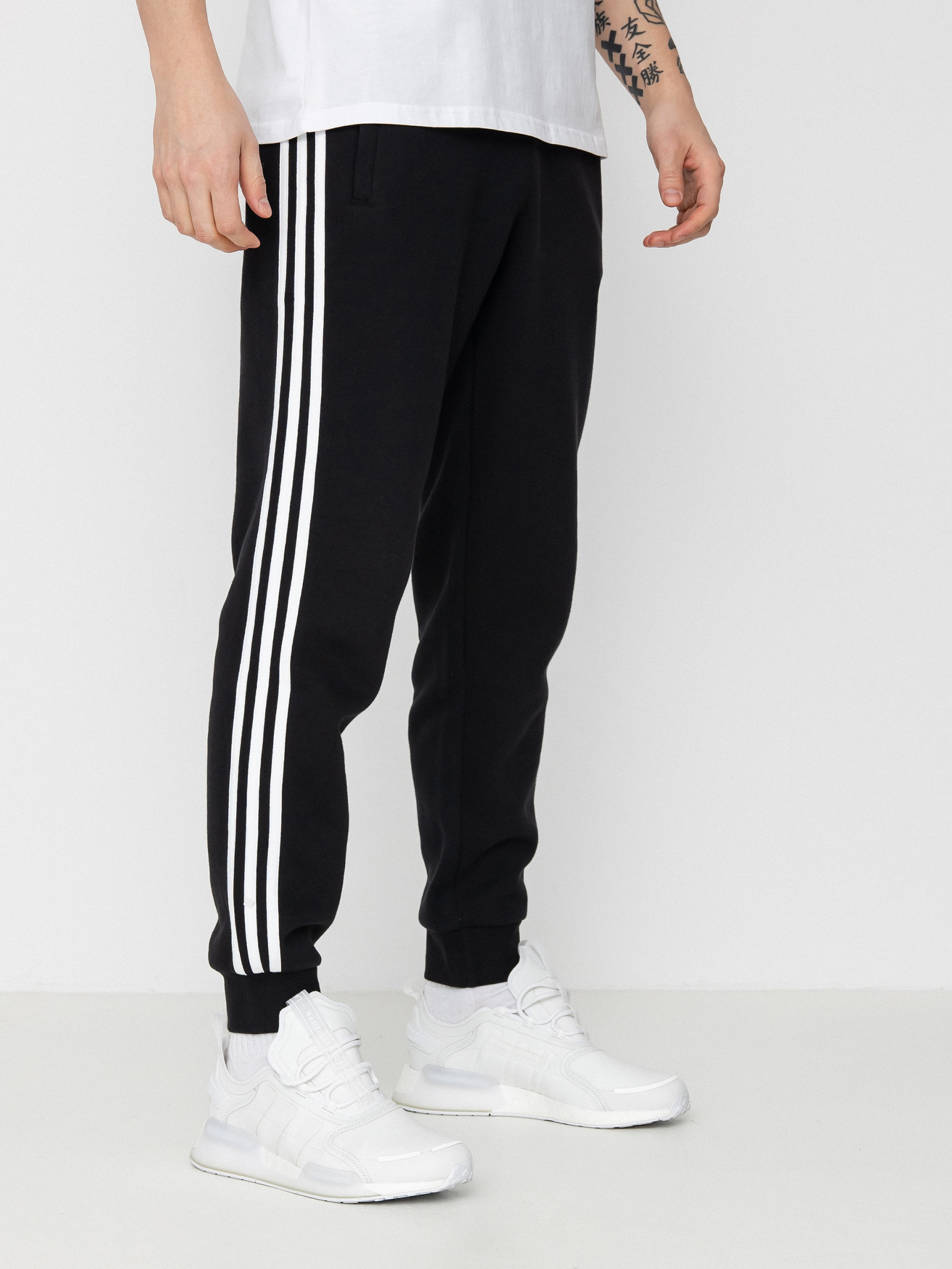 adidas pants white with black stripes