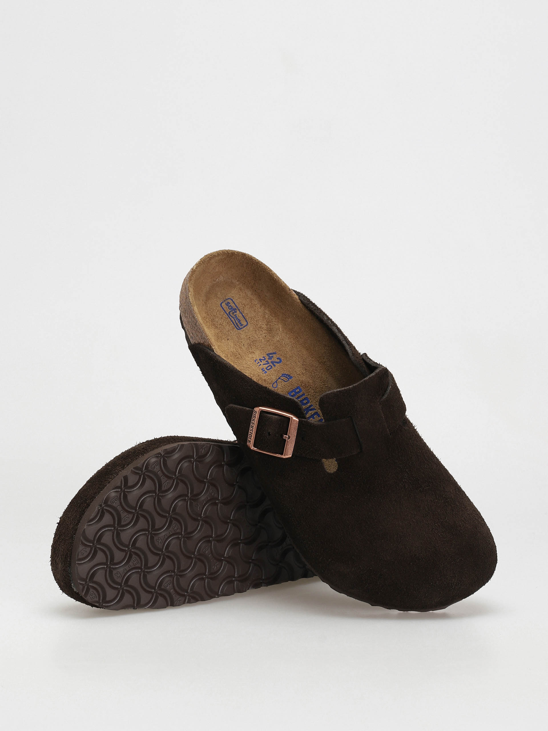 Birkenstock Boston Suede Regular Pantoletten (mocha)