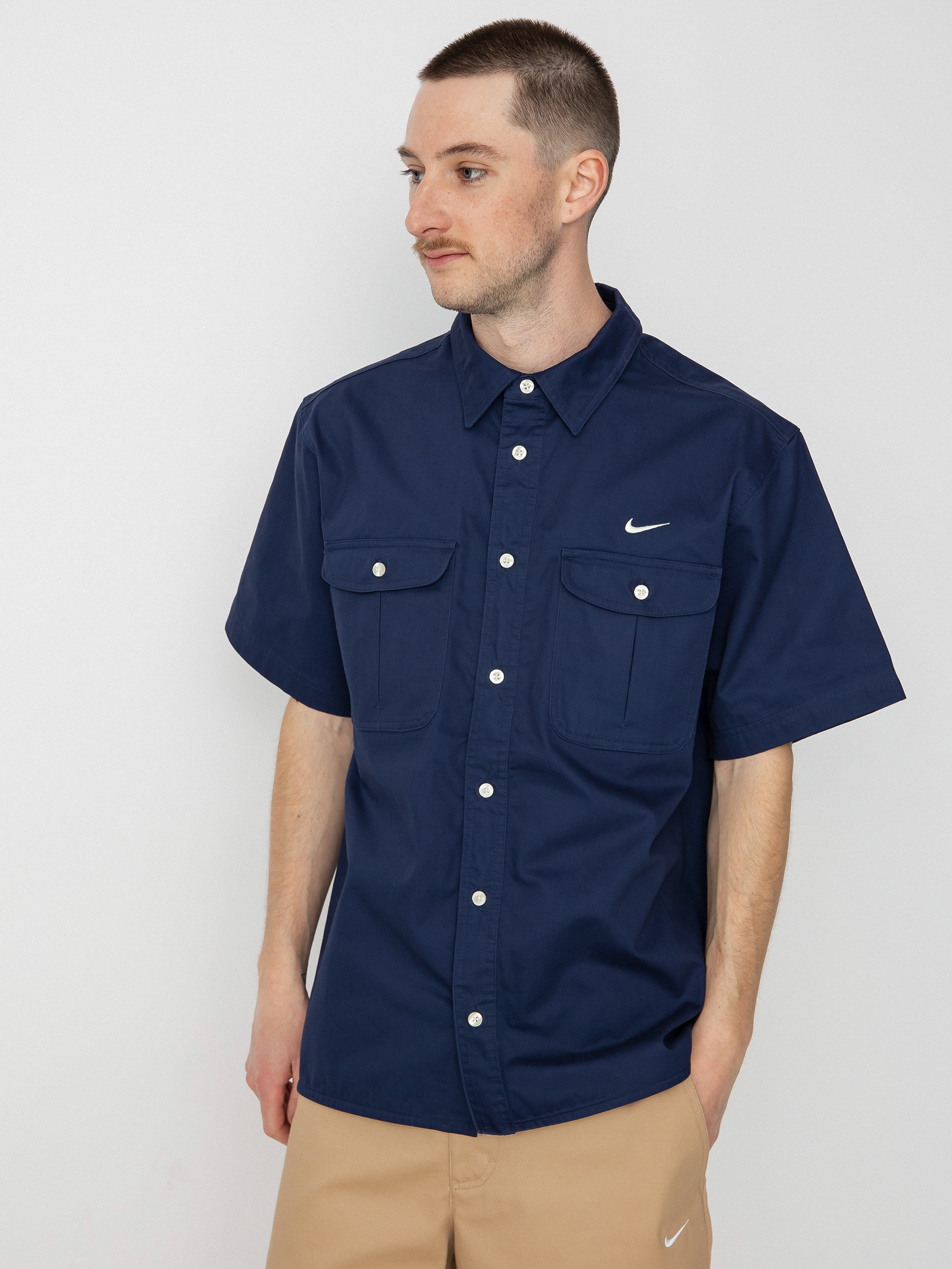Nike SB Tanglin Woven Button Up Shirt (midnight navy/coconut milk)