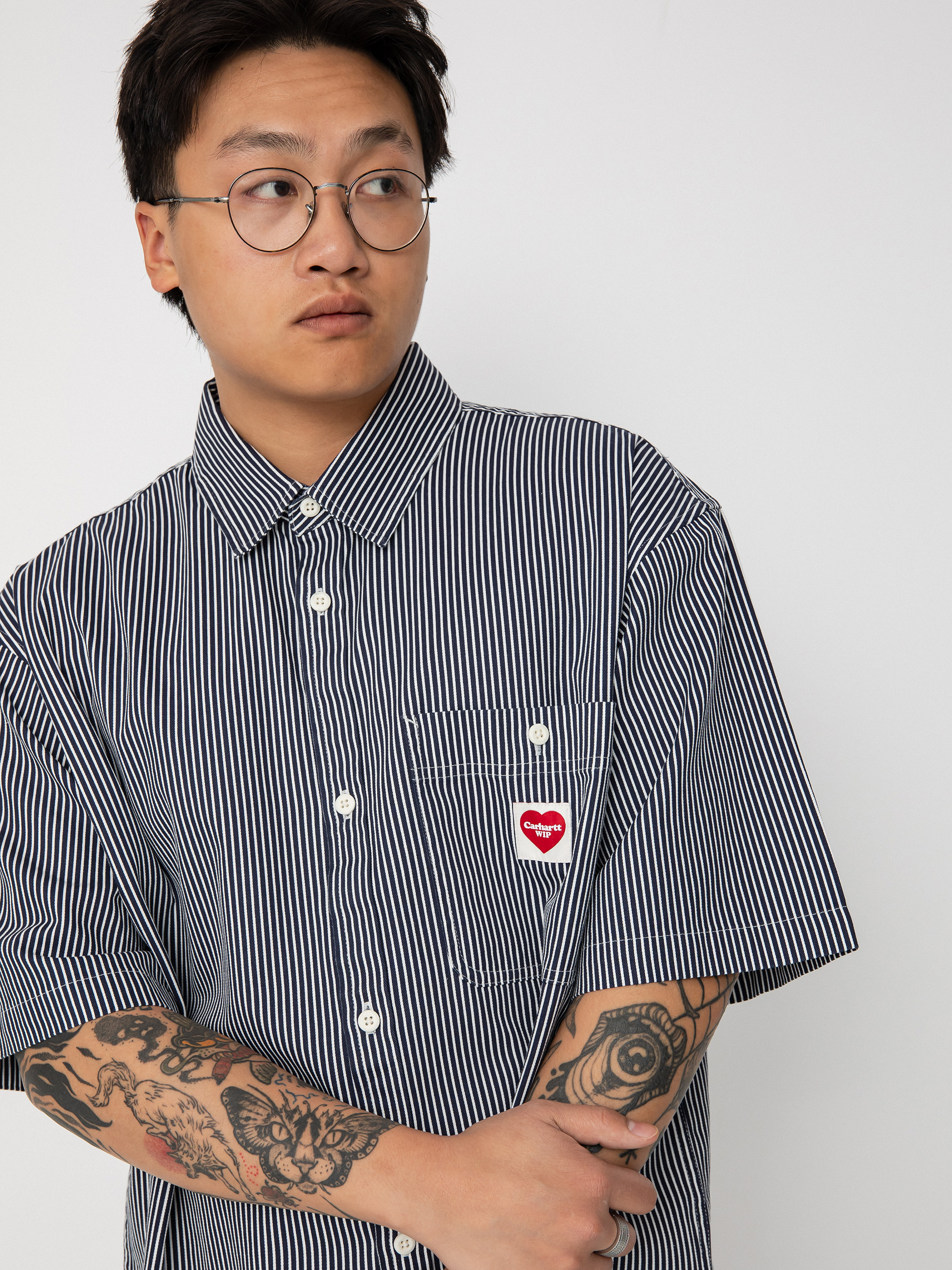 Carhartt WIP Terrell Shirt (terrell stripe dark navy/wax)