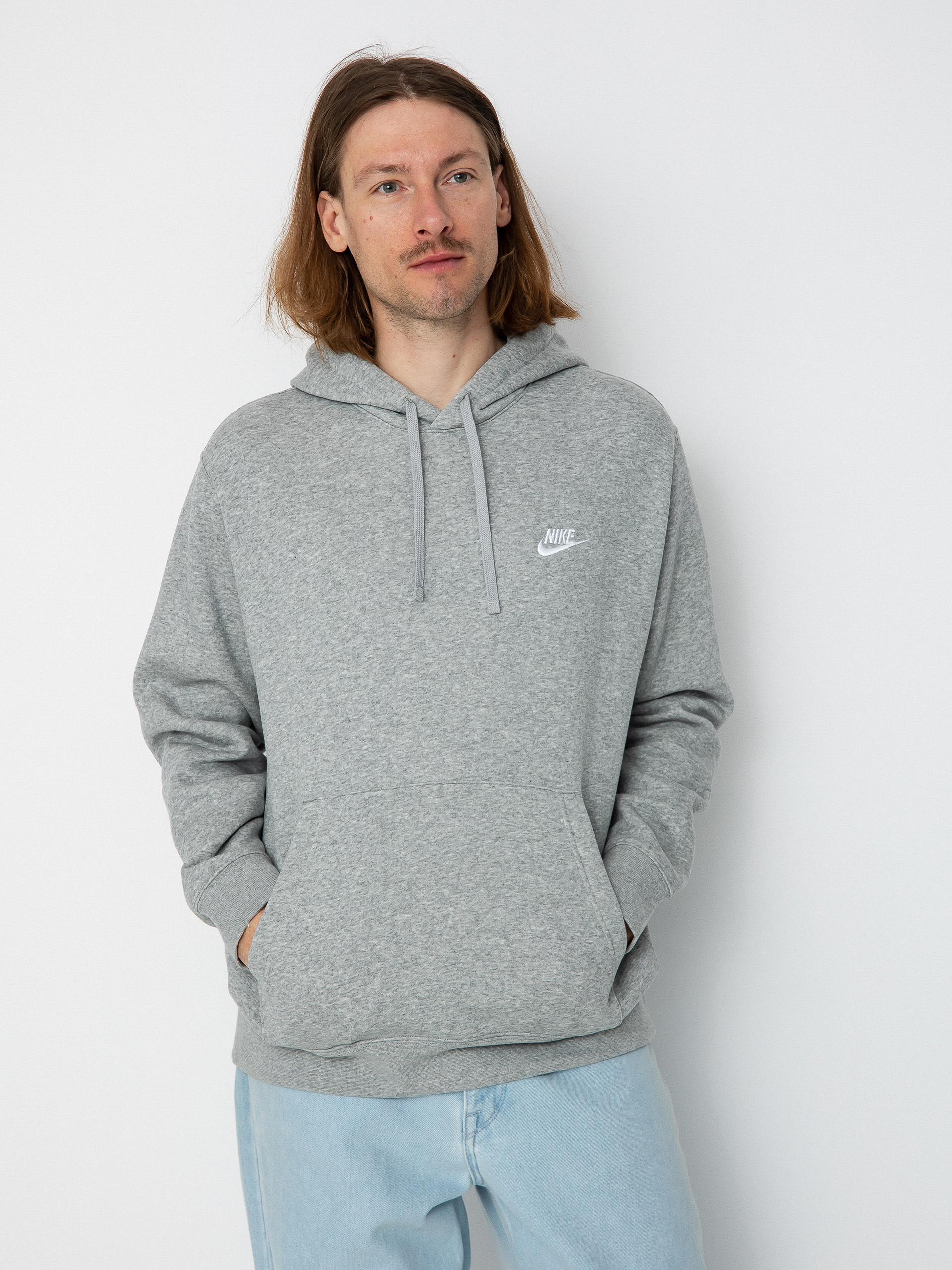 Nike Club Hoodie Po Bb HD Hoodie (dk grey heather/matte silver/white)