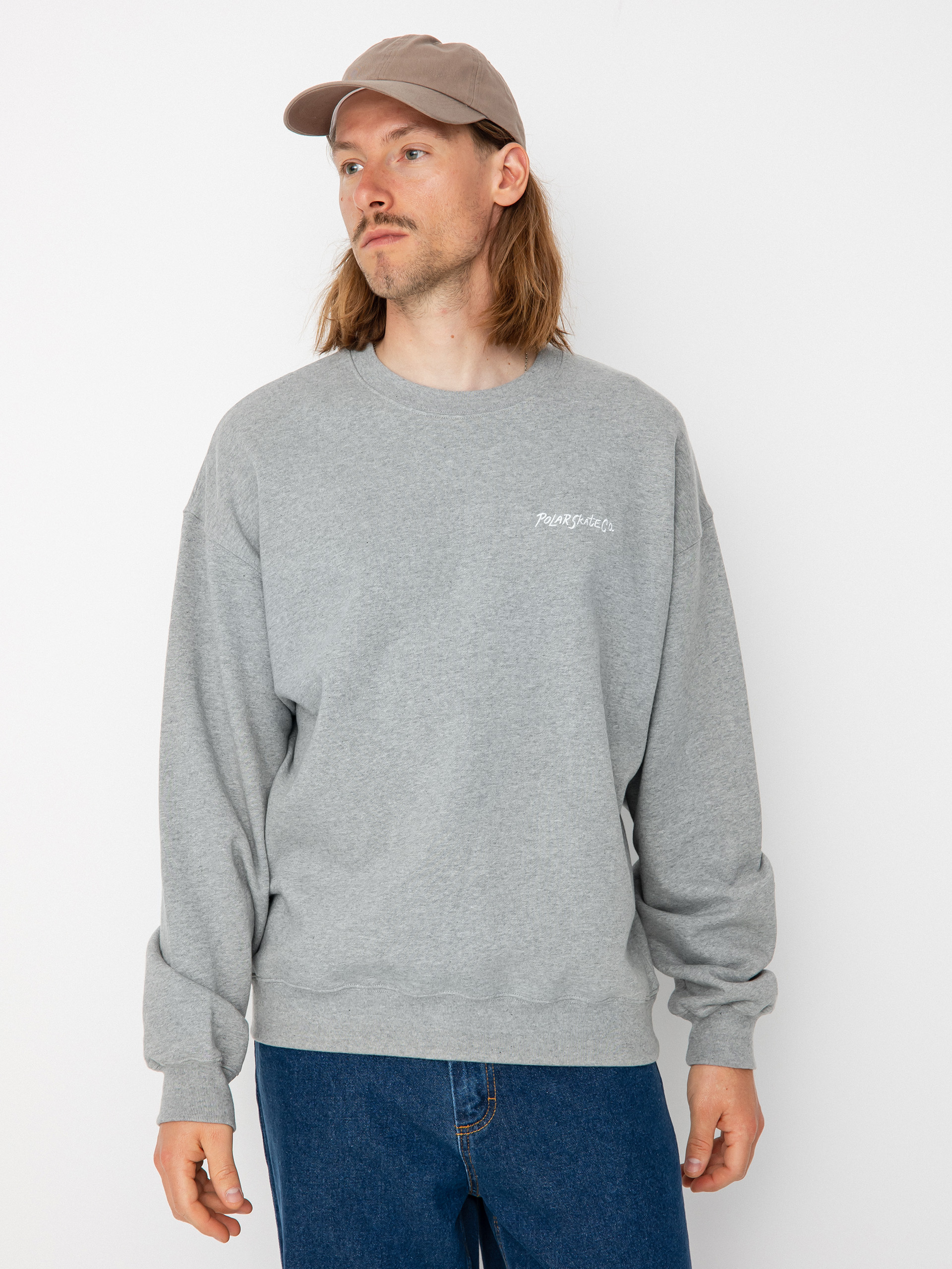 Polar Skate Surf Logo Crewneck Sweatshirt (heather grey)