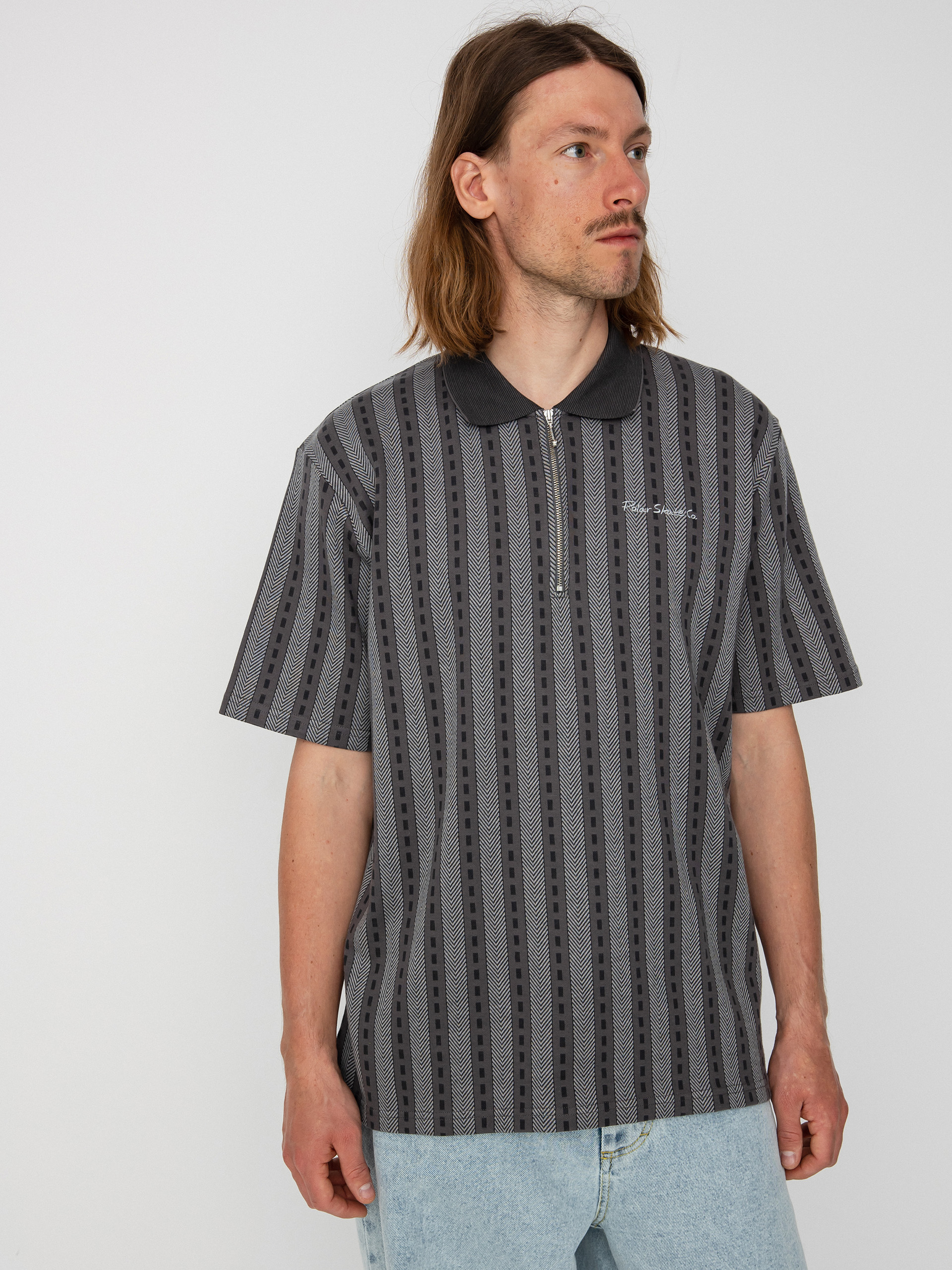 Polar Skate Road Zip Polo t-shirt (graphite)