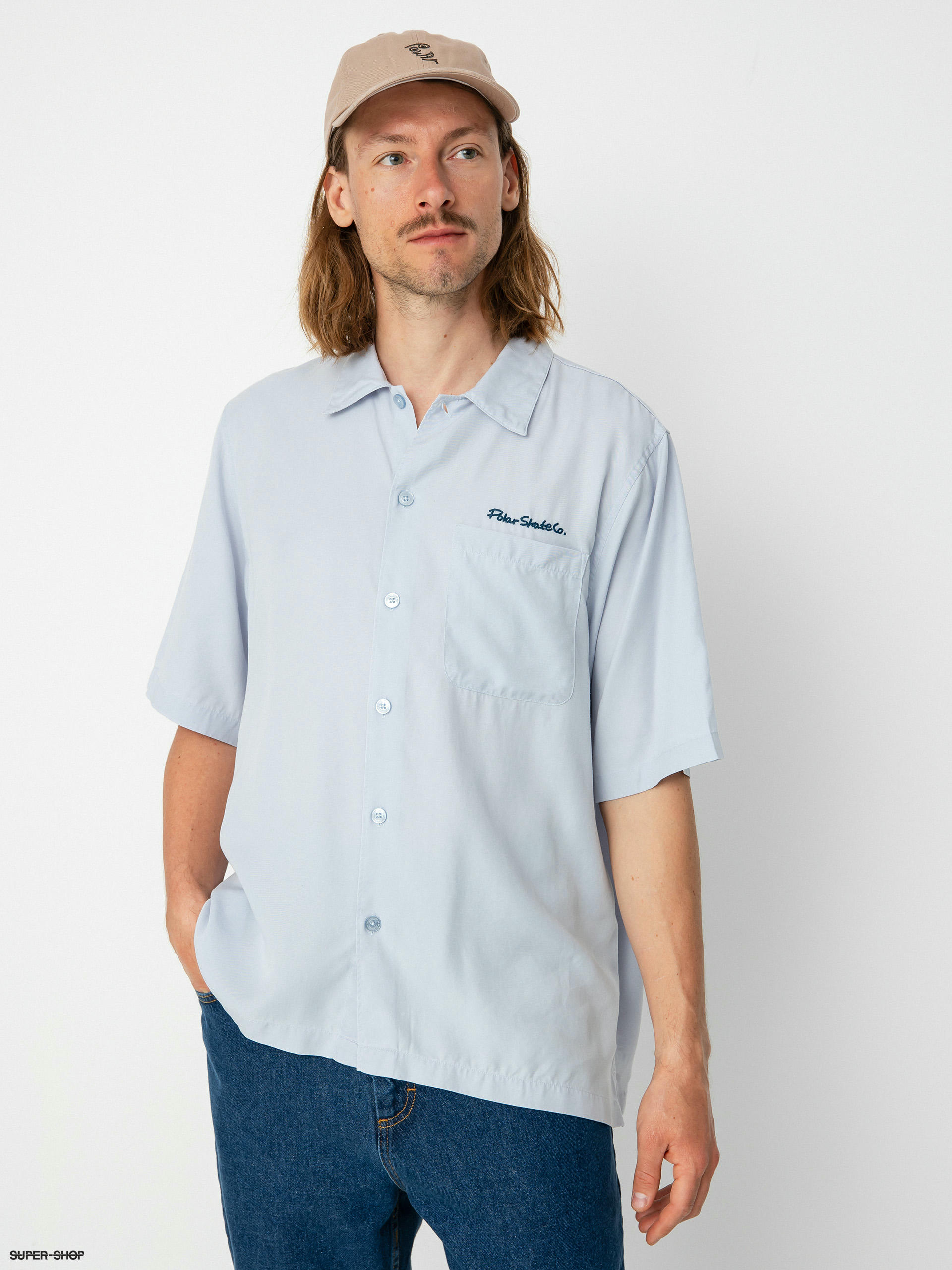 Polar Skate Dual Personality Bowling Shirt (light blue/navy)