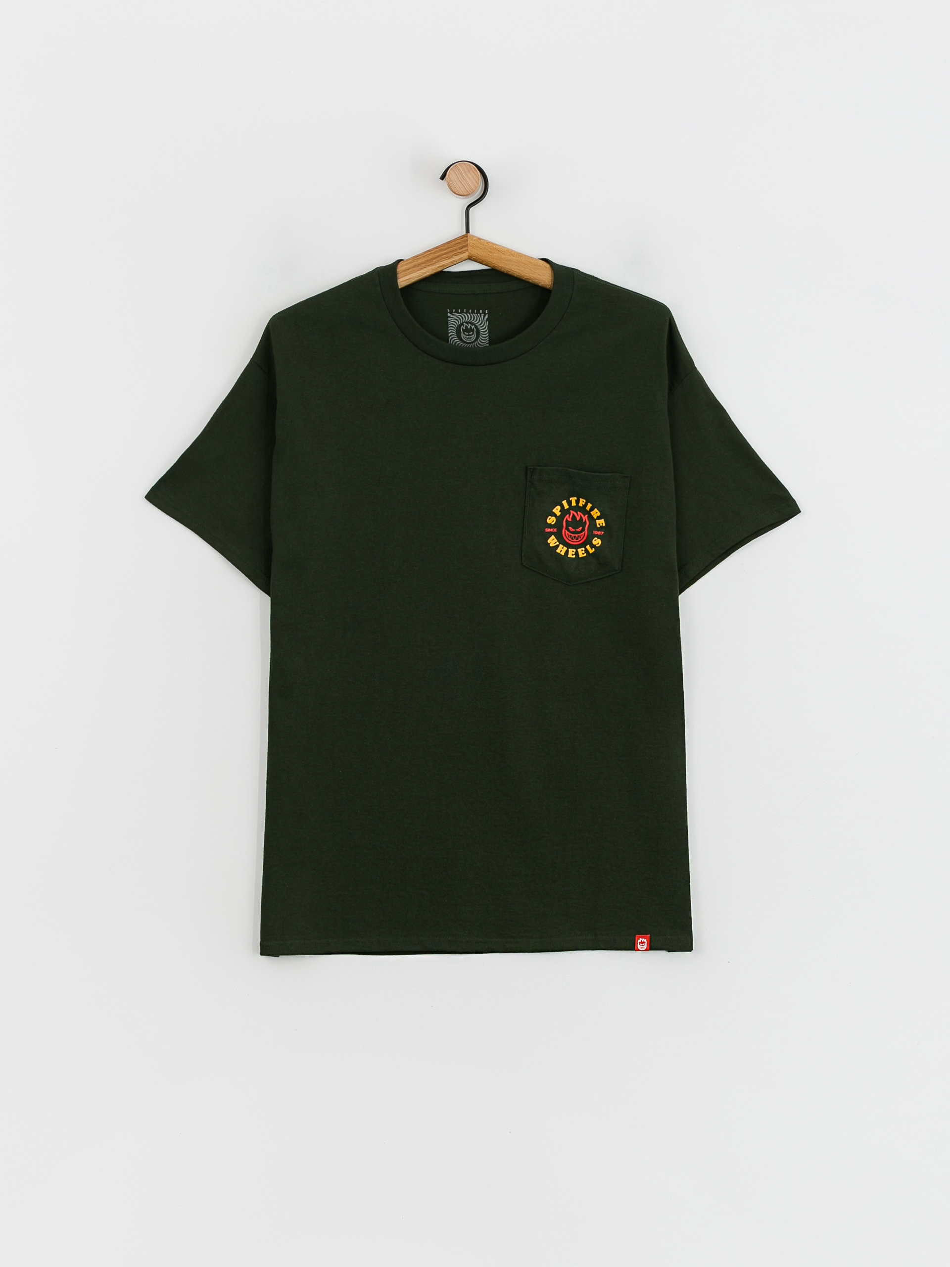Spitfire Bighead Classic T-Shirt (forrest green w/gold & red prints)