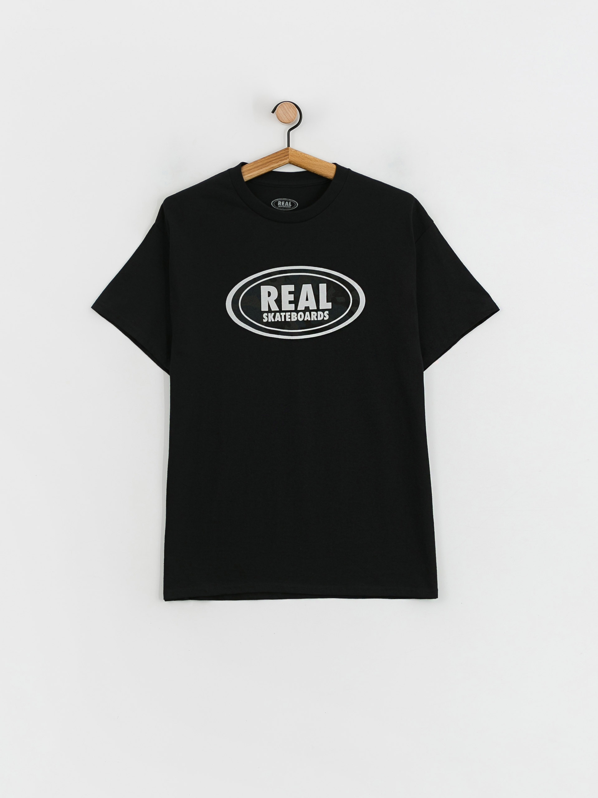 Real Oval T-Shirt (black w/grey & black print)