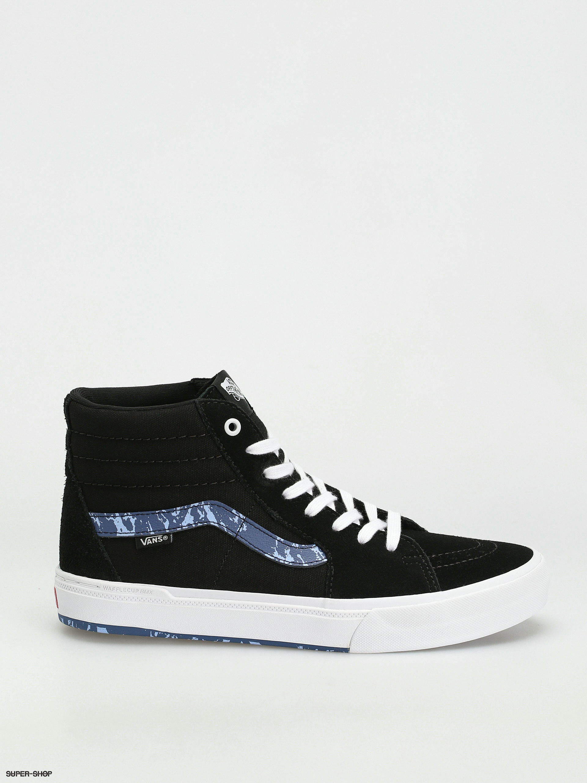 Vans high tops store blue and black