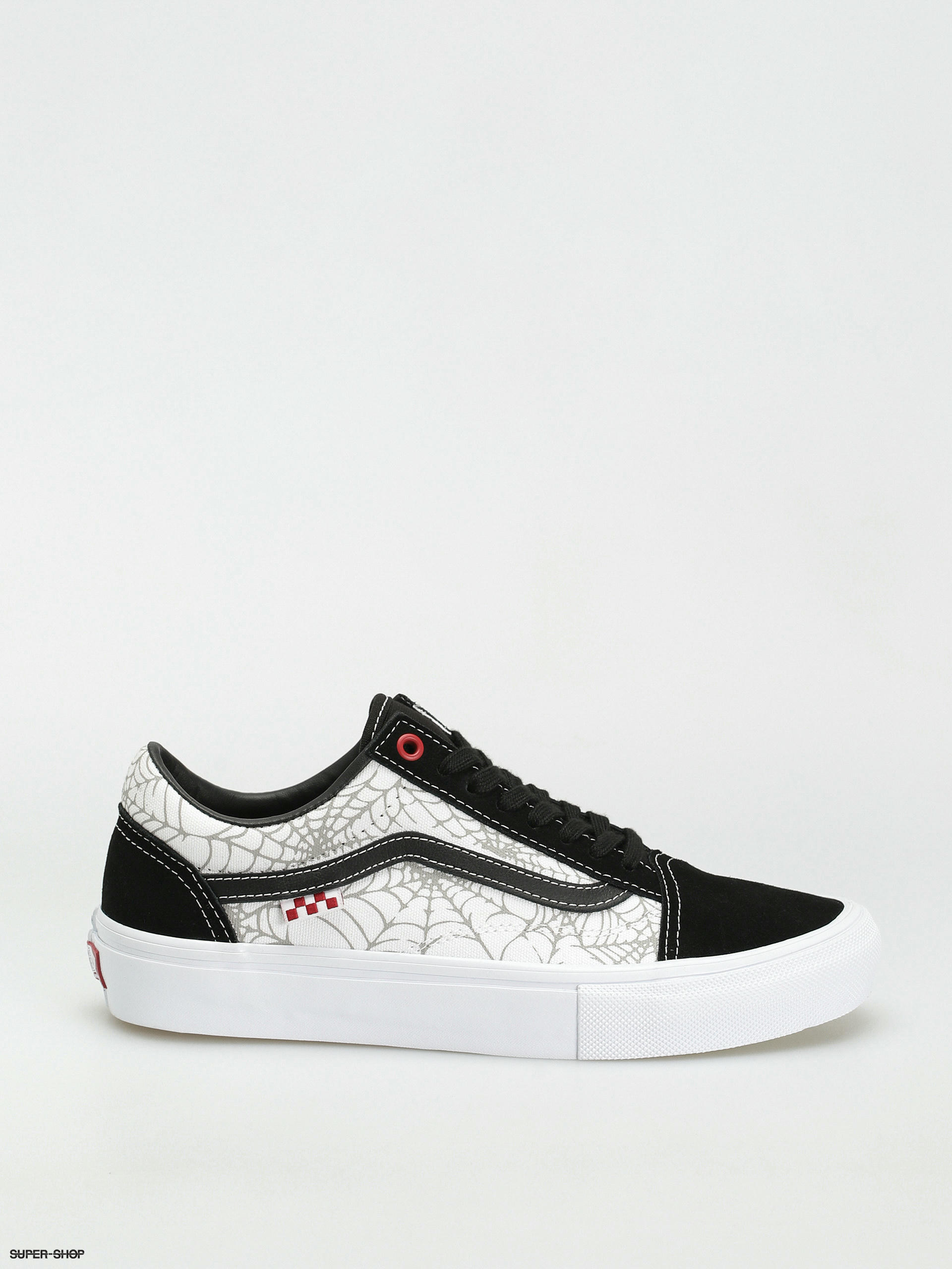 Black red cheap white vans