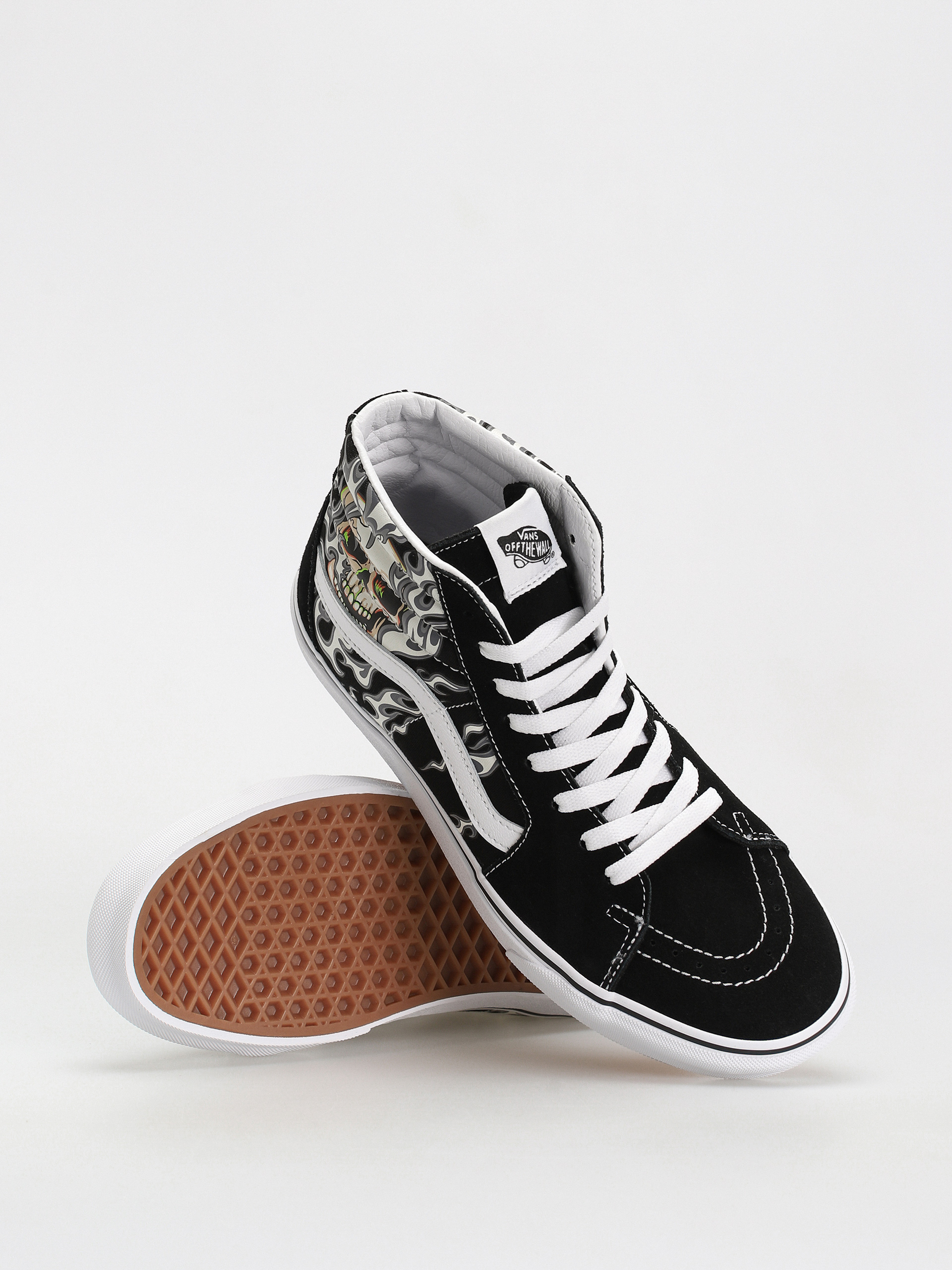 Vans Sk8 Hi Shoes (flame skull black/true white)