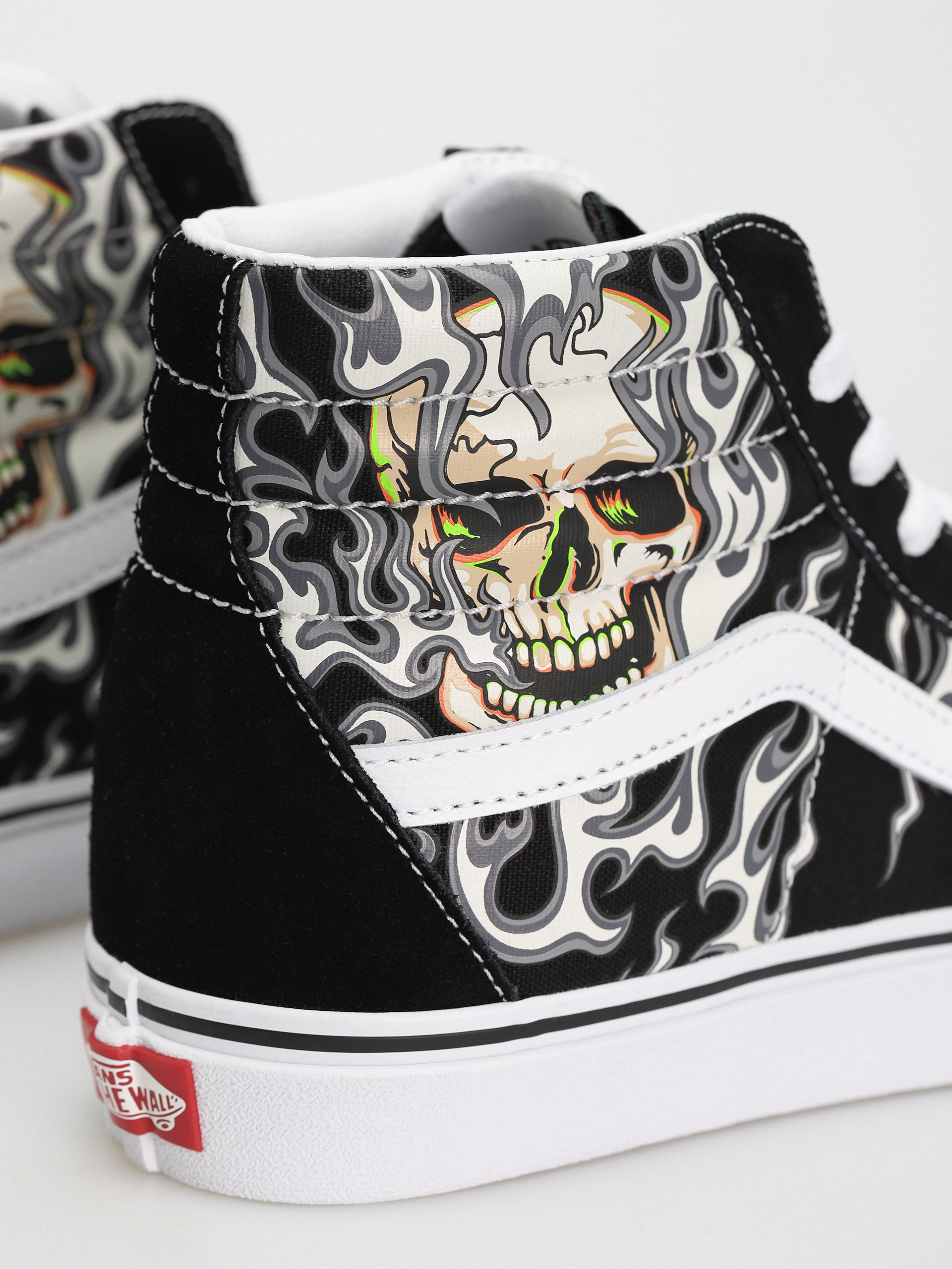 Vans Sk8 Hi Shoes (flame skull black/true white)