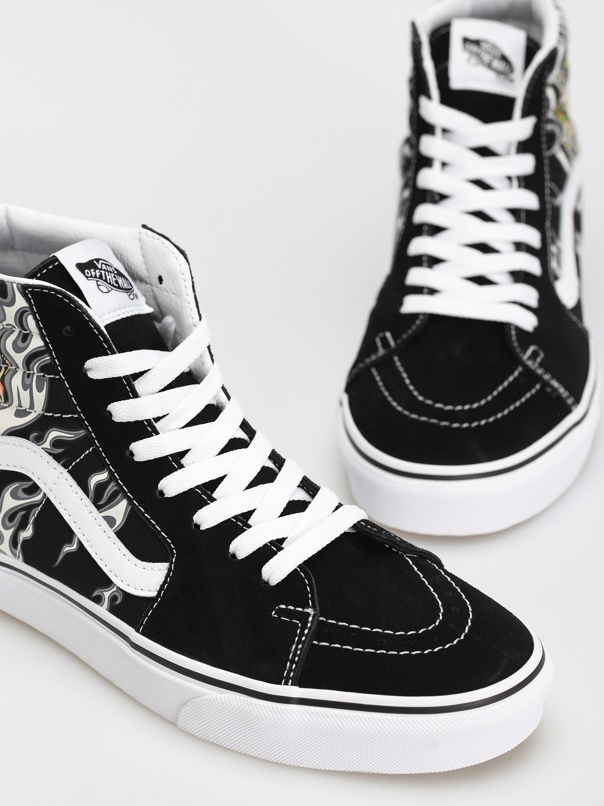 Vans Sk8 Hi Shoes (flame skull black/true white)
