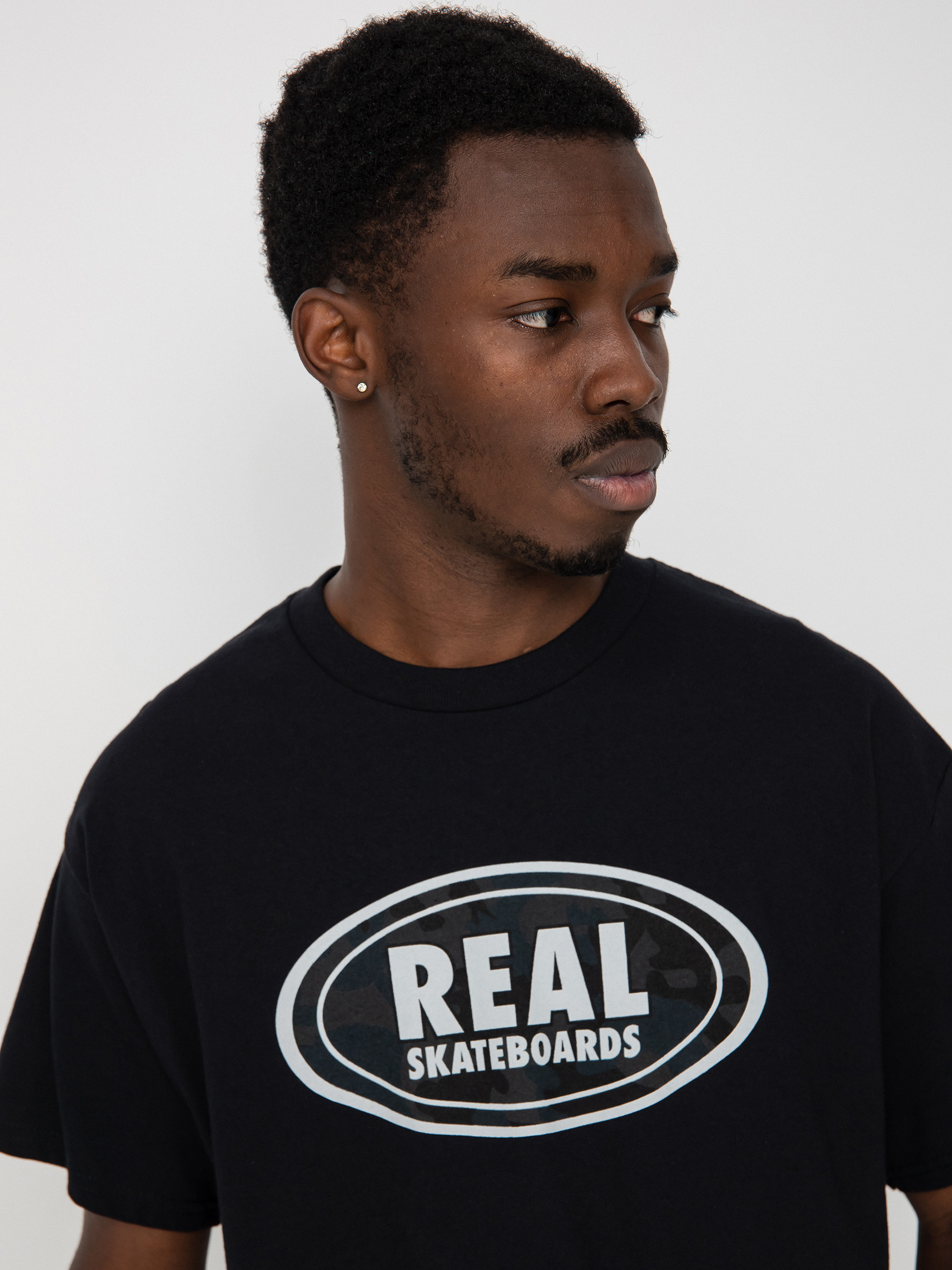 Real Oval T-Shirt (black w/grey & black print)