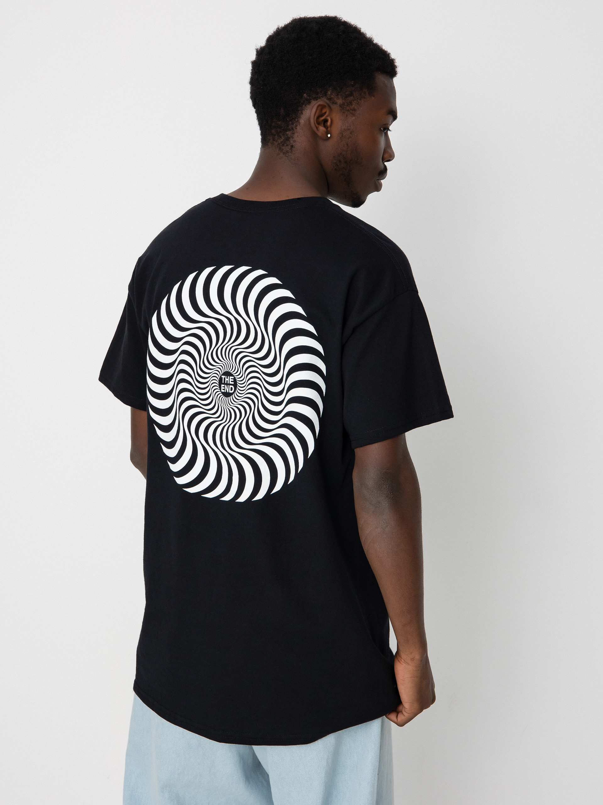 Spitfire Classic Swirl T-shirt (black w/white prints)