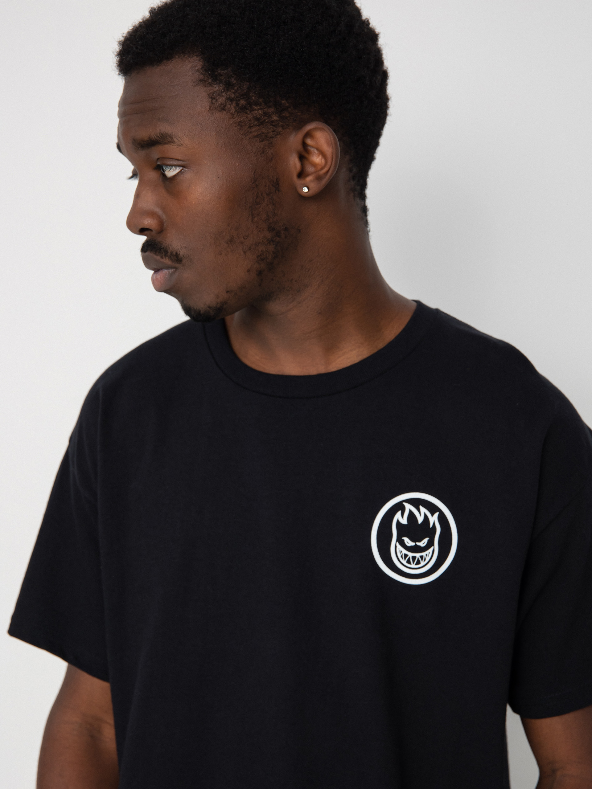 Spitfire Classic Swirl T-shirt (black w/white prints)