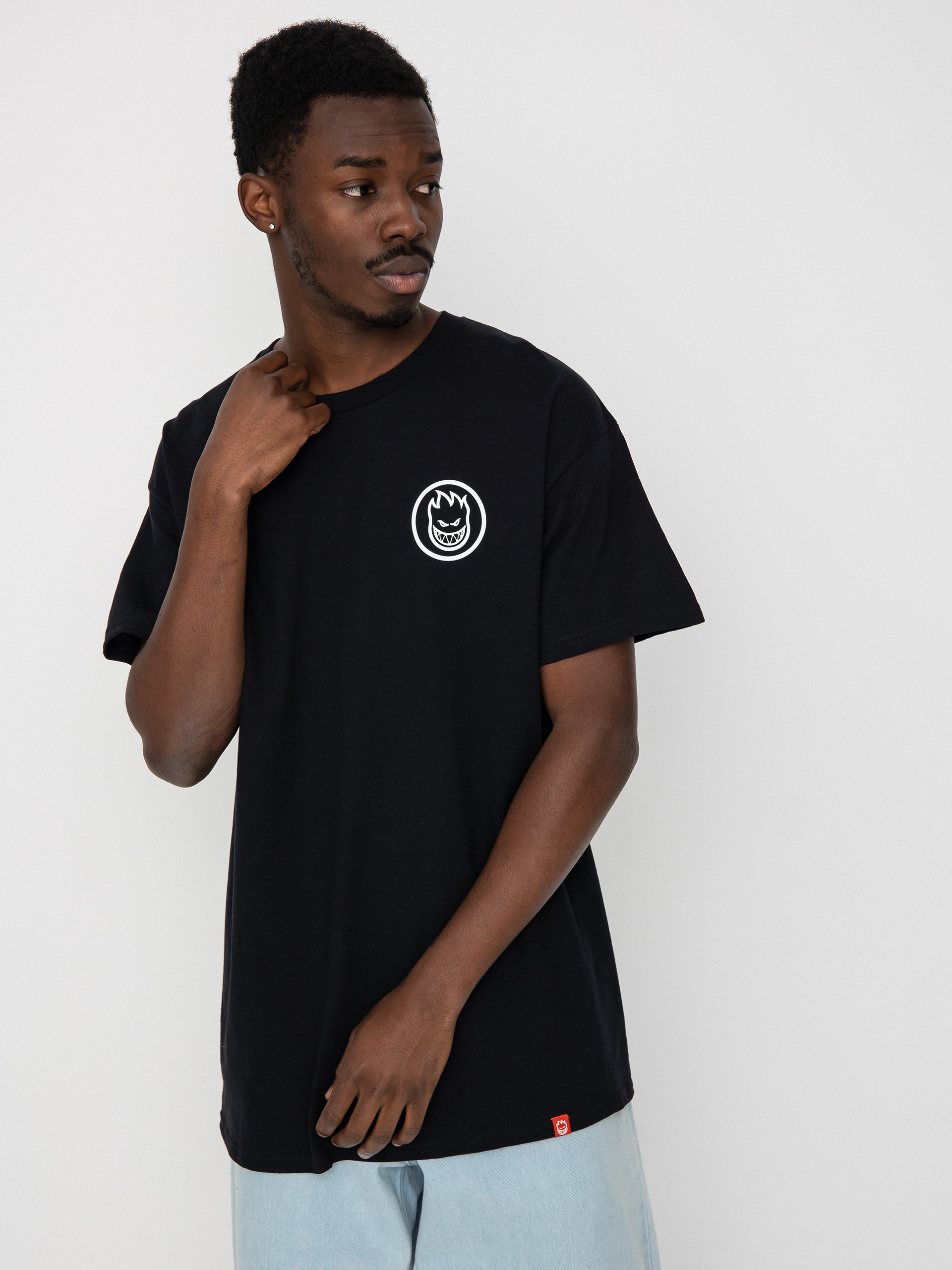 Spitfire Classic Swirl T-shirt (black w/white prints)