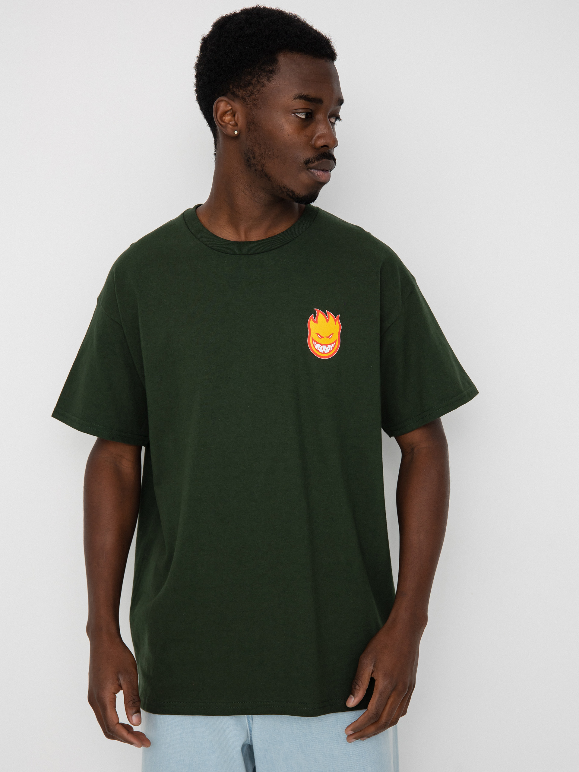 Spitfire Lil Bighead Fill T-Shirt (forest green w/gold & red print)