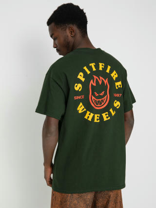 Spitfire Bighead Classic T-shirt (forrest green w/gold & red prints)