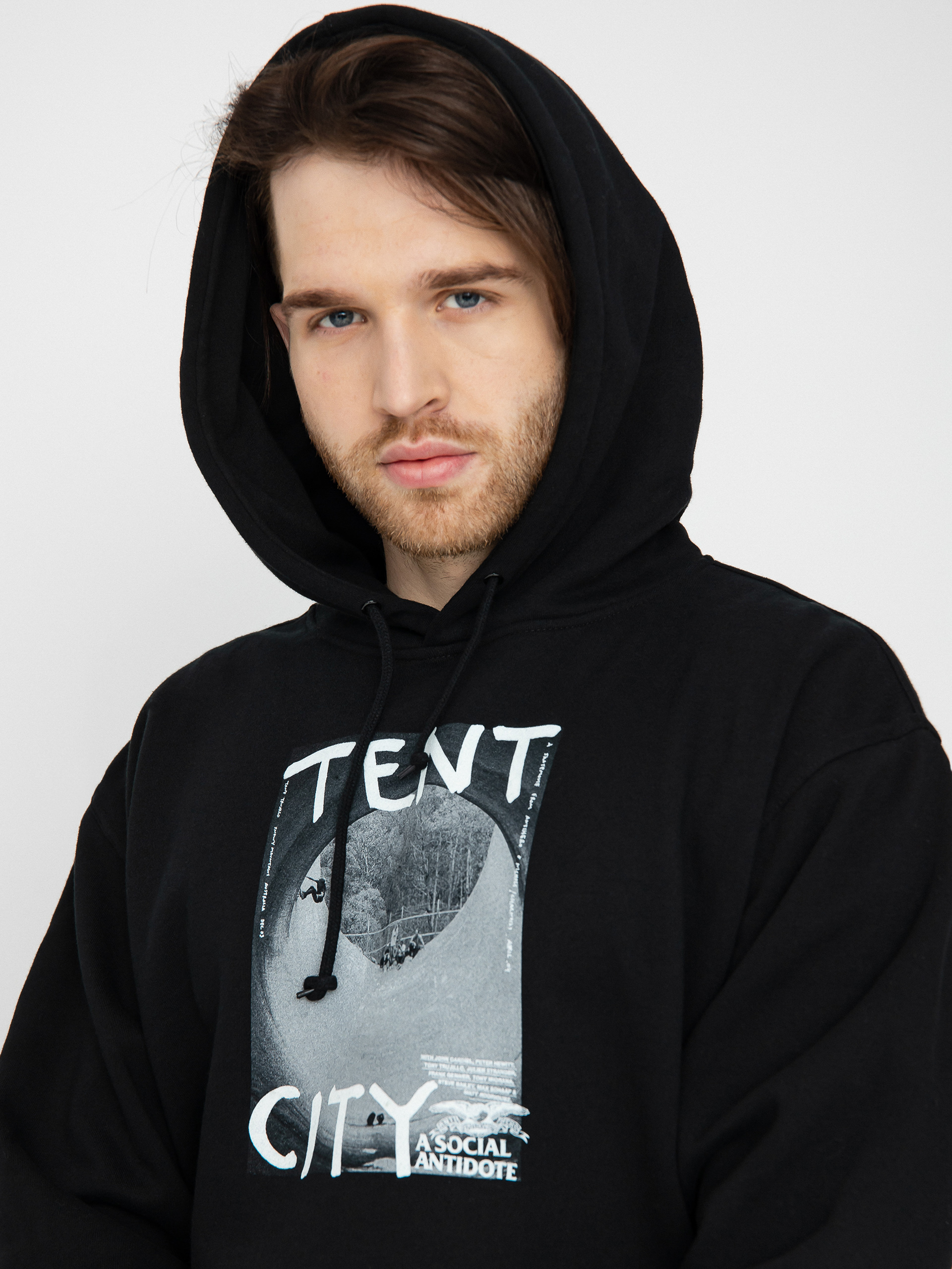 Antihero Tent City HD Hoodie (black w/photo print)
