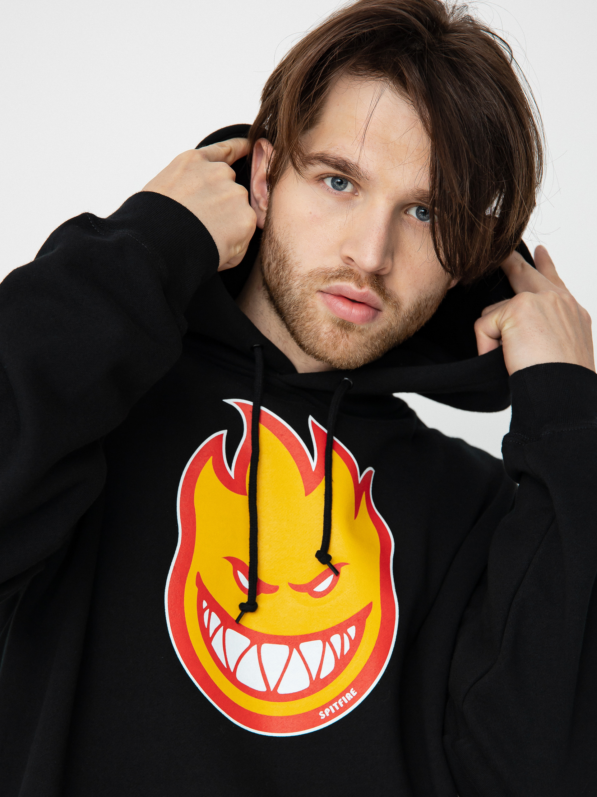 Spitfire Bighead Fill HD Hoodie (black w/gold & red print)
