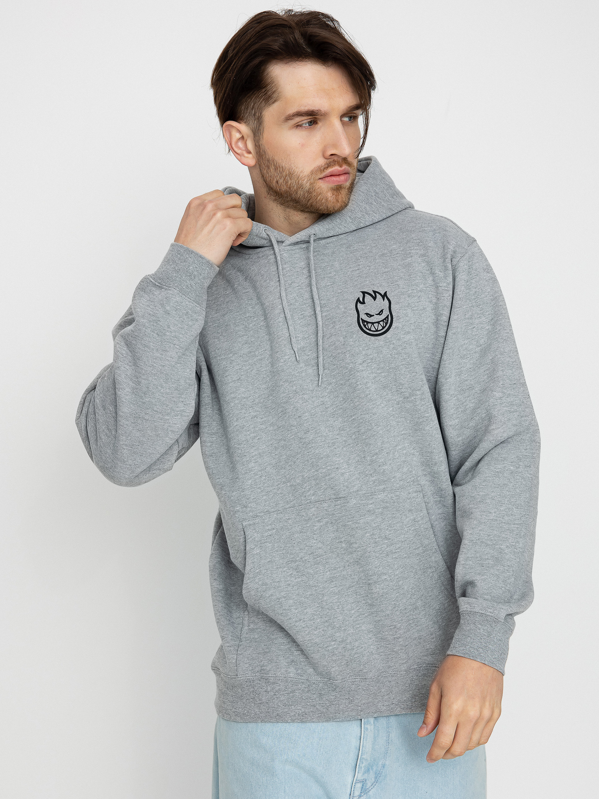 Spitfire Classic Vortex HD Hoodie (heather grey w/black print)