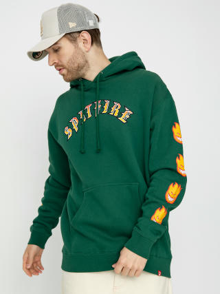 Spitfire Old E Bighead Fill Sleeve HD Hoodie (dark green w/gold & red prints)