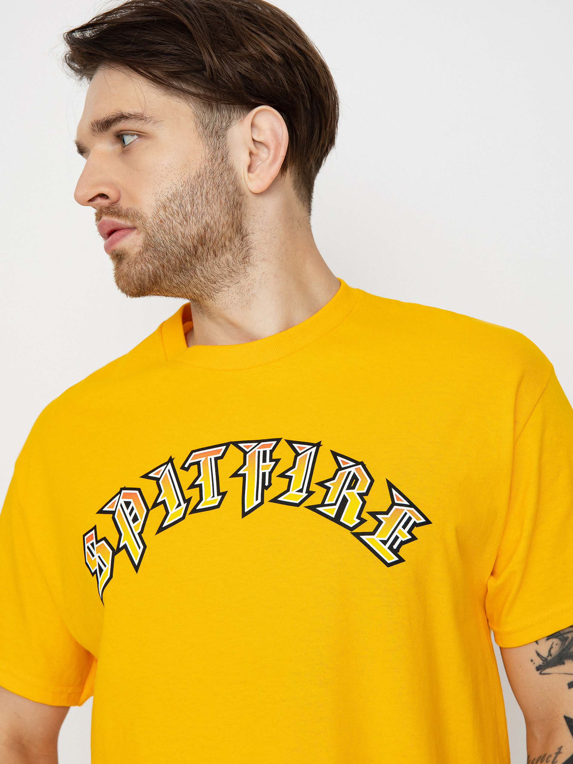 Spitfire Old E Fade Fill T-Shirt (gold w/red to gold fade print)