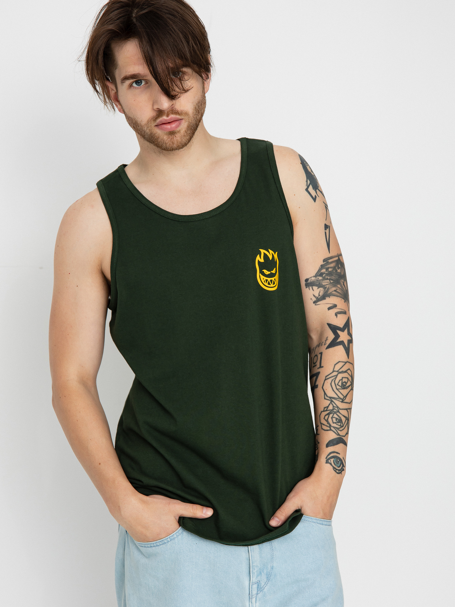 Spitfire Classic Vortex Tank top (forest green w/gold prints)