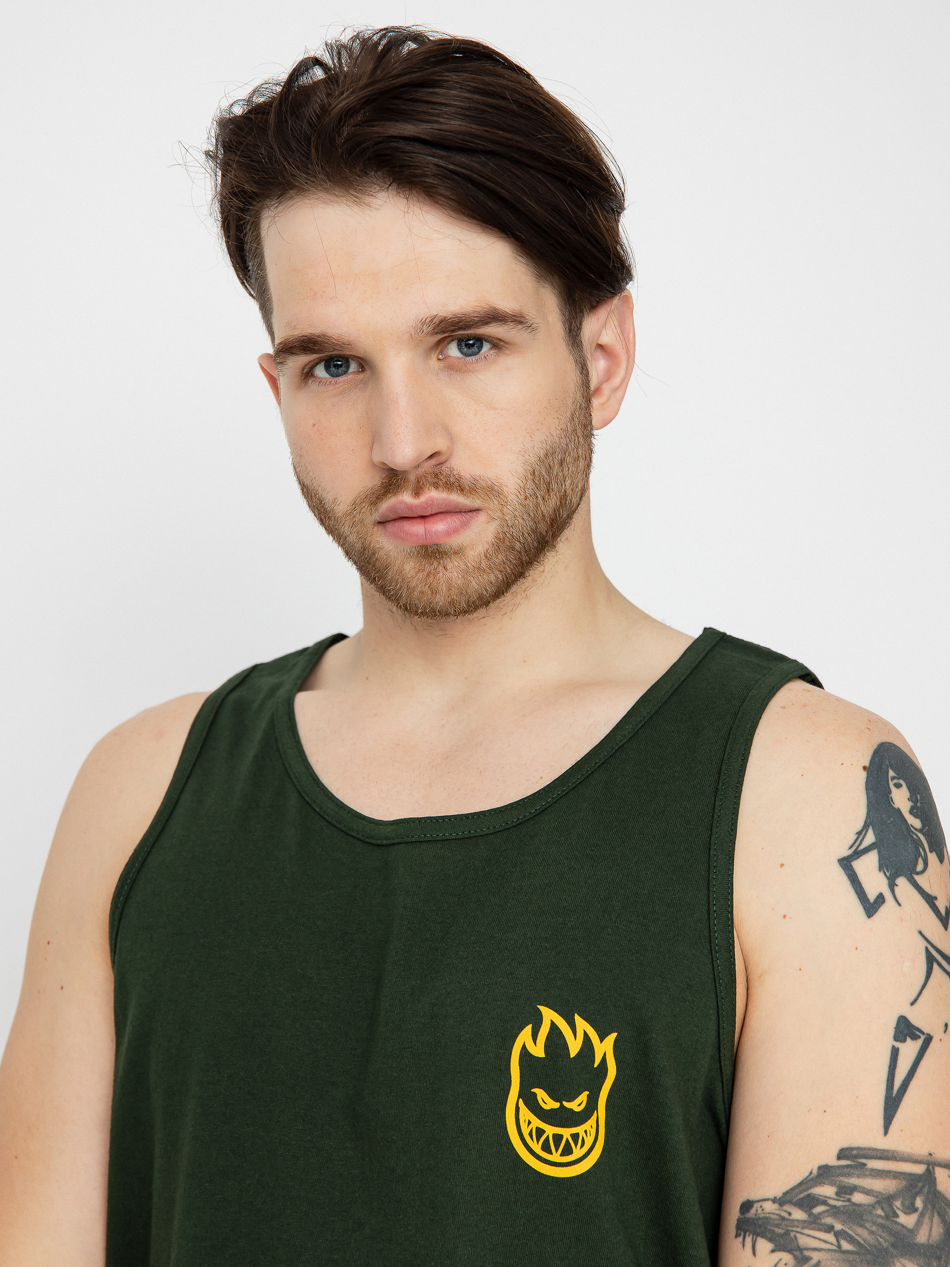 Spitfire Classic Vortex Tank top (forest green w/gold prints)