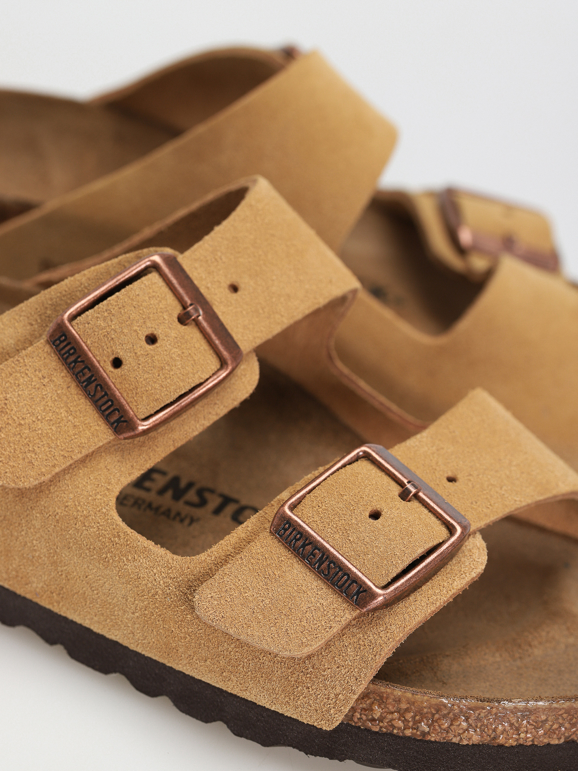 Birkenstock Arizona Suede Leather Narrow Sandalen Wmn (latte cream)