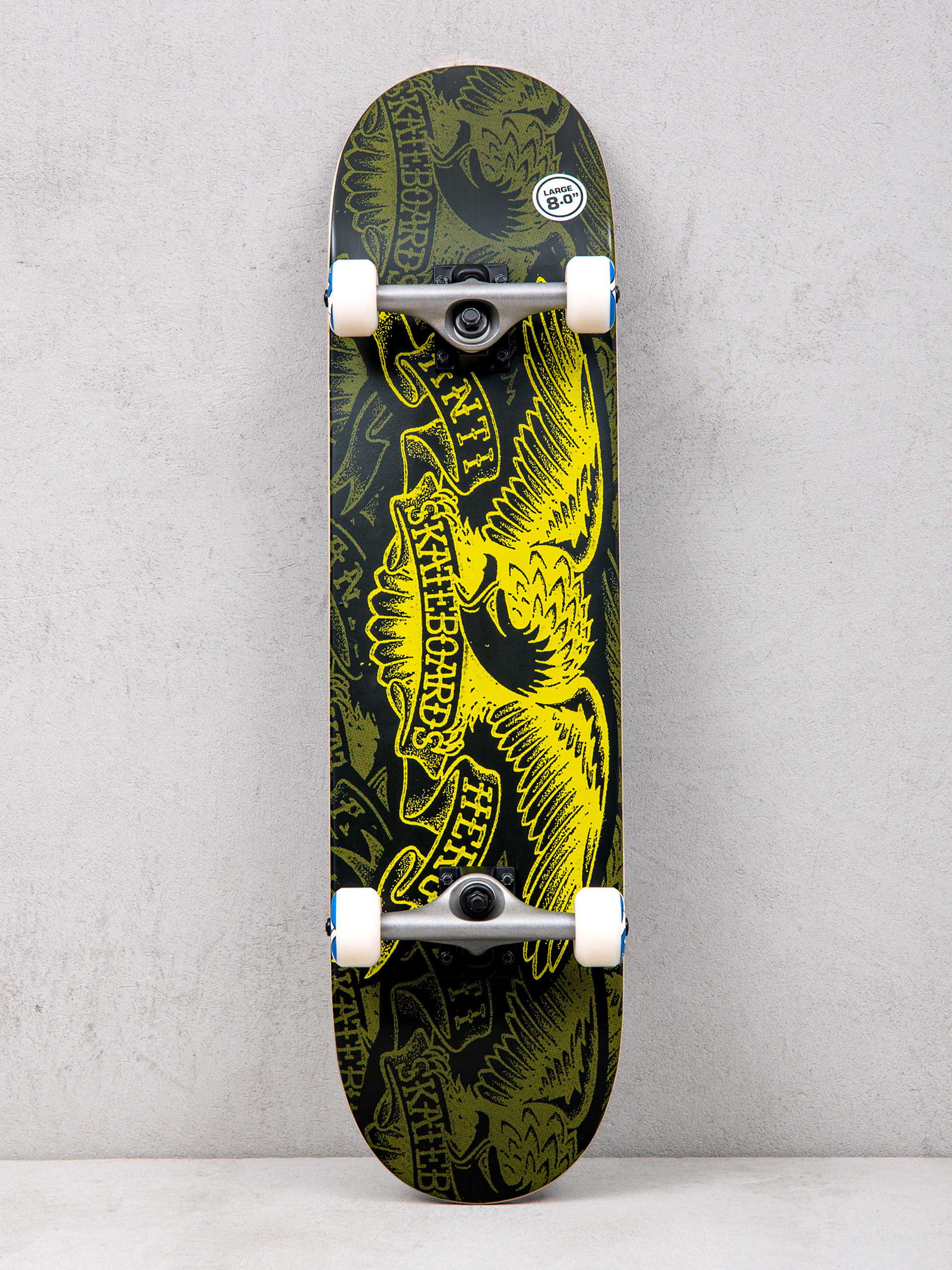 Antihero Repeater Eagle Skateboard (black/neon green)