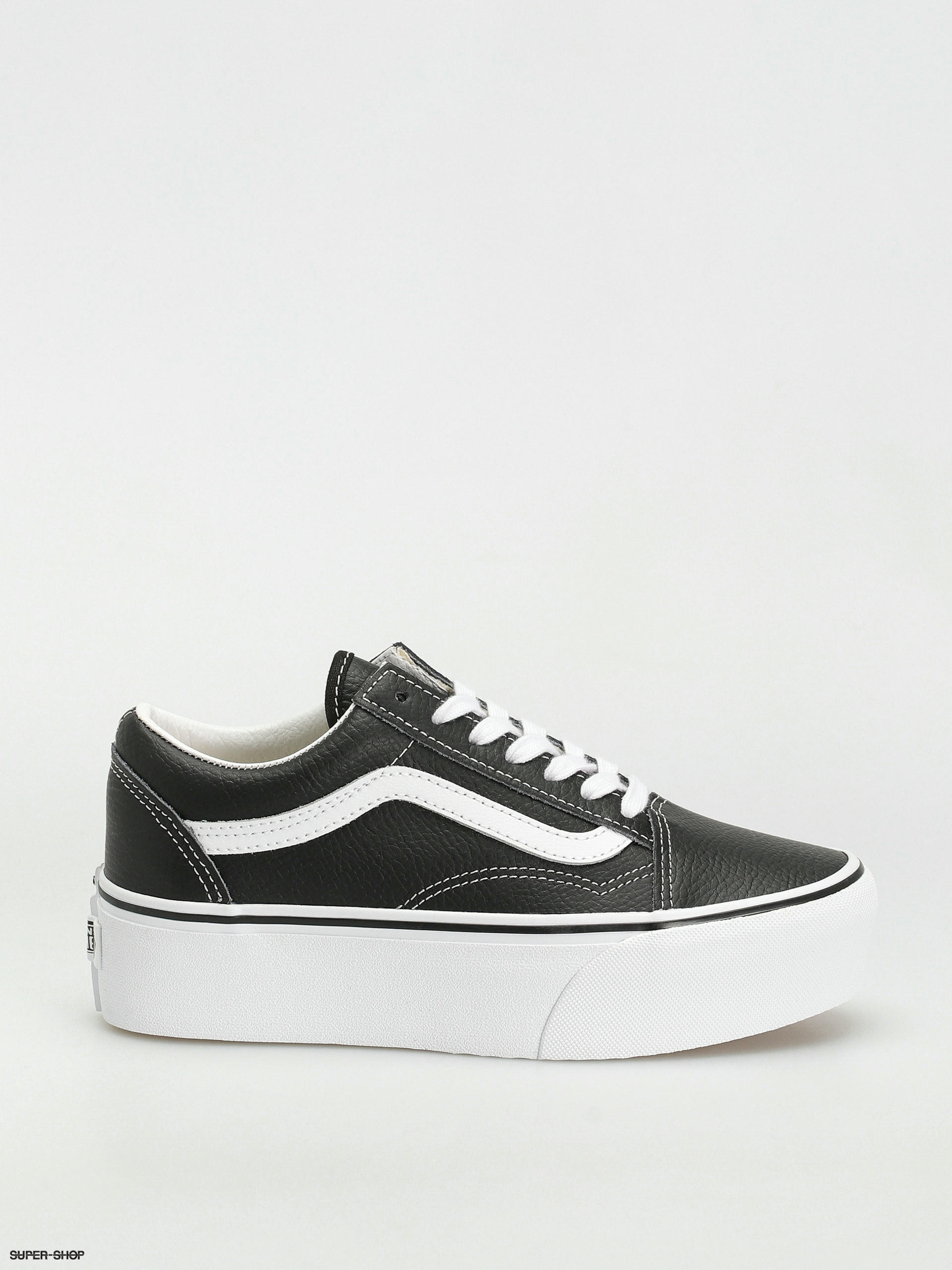 White and black leather on sale vans