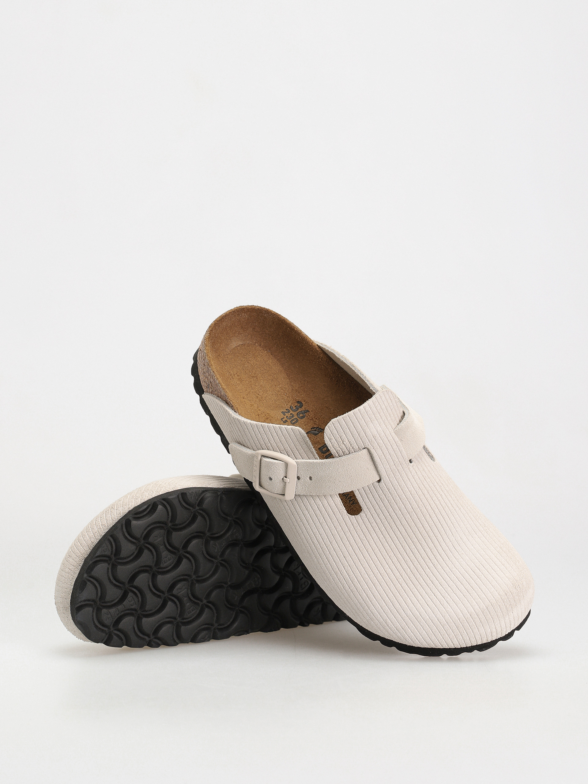 Birkenstock Boston Suede Embossed Narrow Flip-flops Wmn (corduroy antique white)
