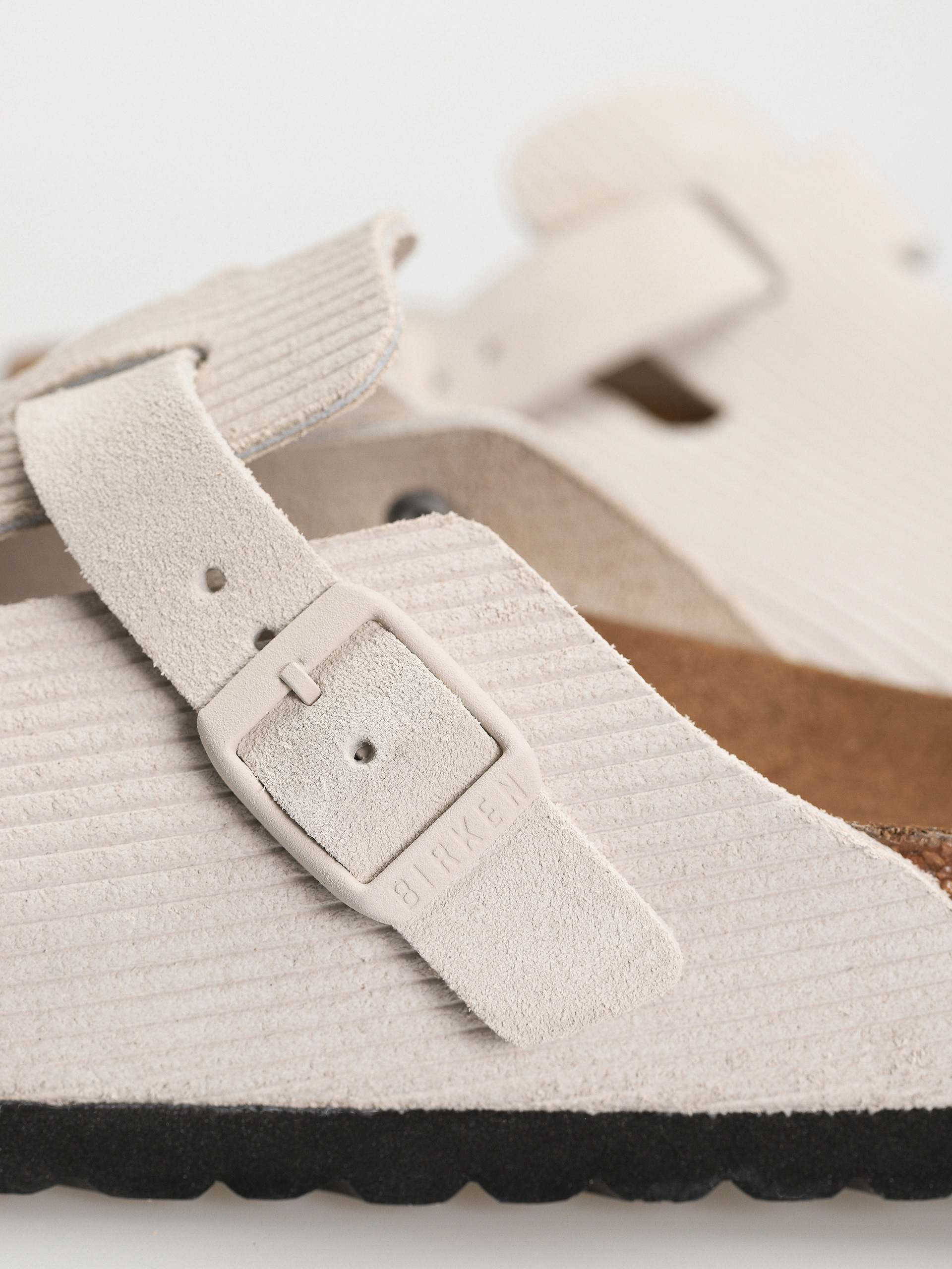 Birkenstock Boston Suede Embossed Narrow Sandalen Wmn (corduroy antique white)