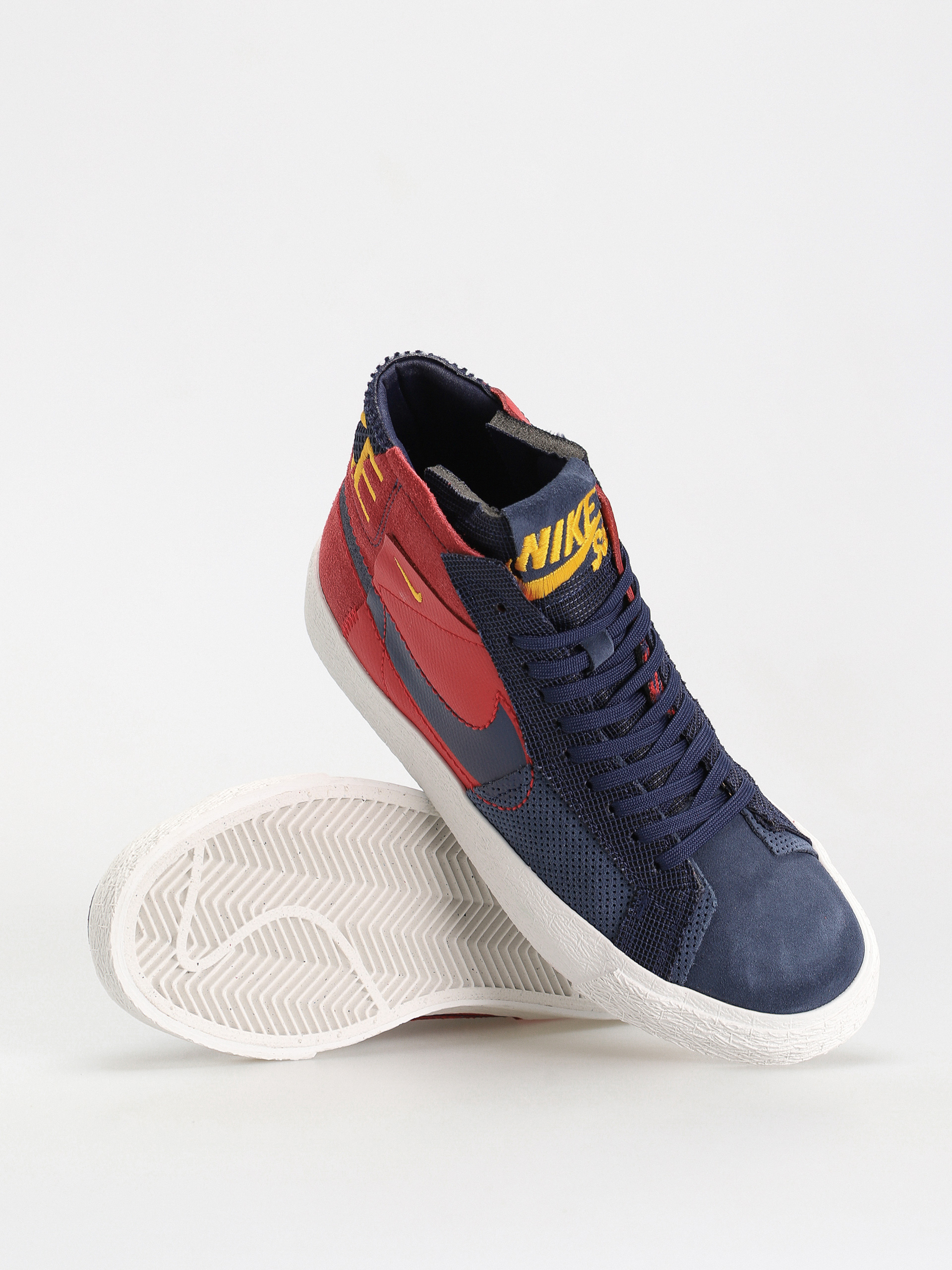 Nike SB Zoom Blazer Mid Prm Shoes - red, navy blue