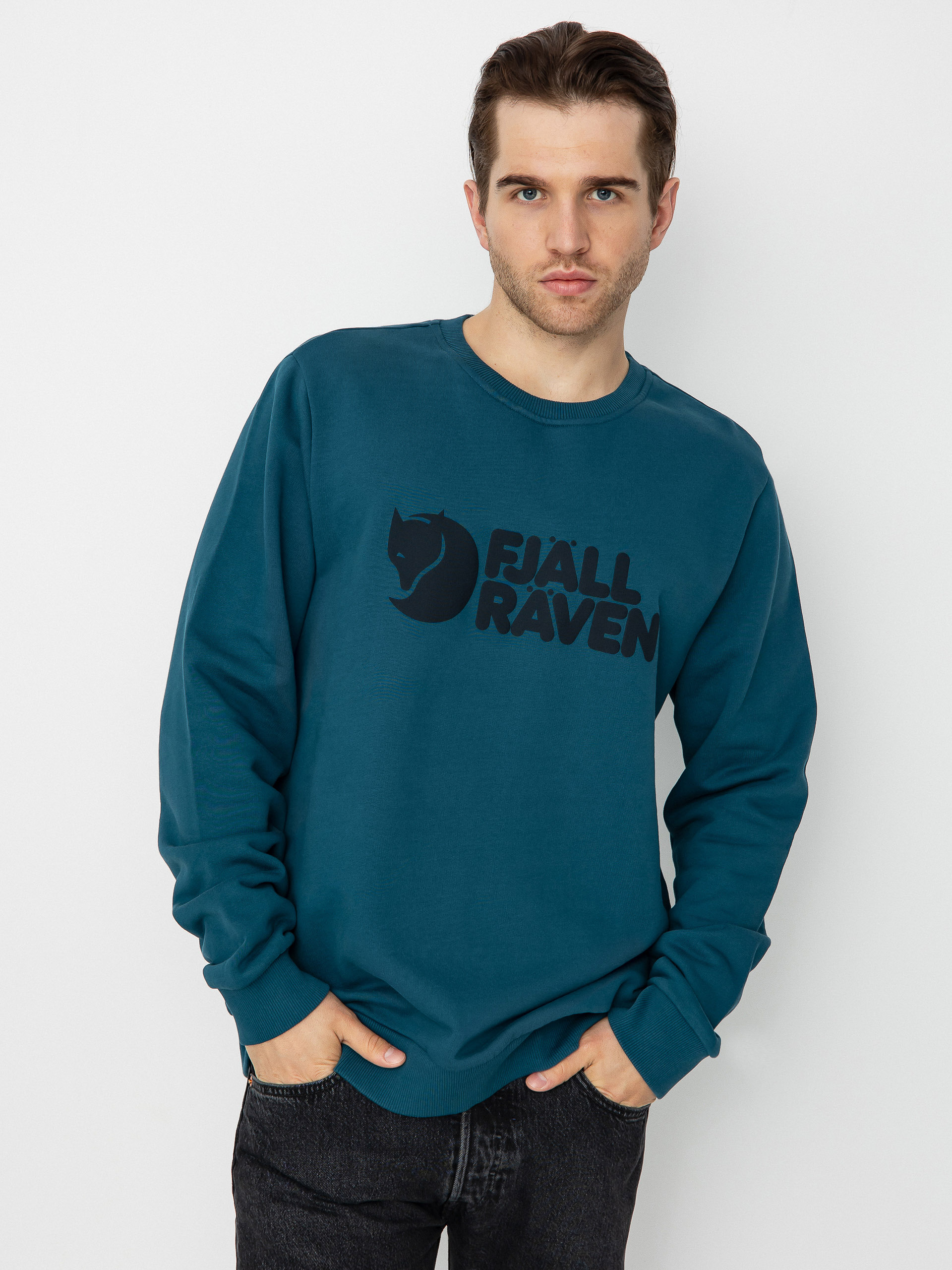 Fjallraven Logo Sweatshirt navy blue deep sea