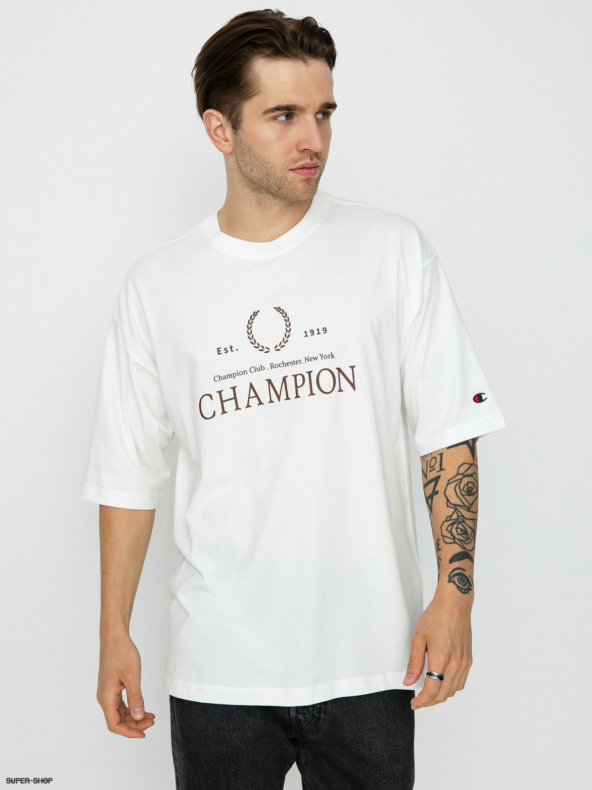 Champion white hot sale t