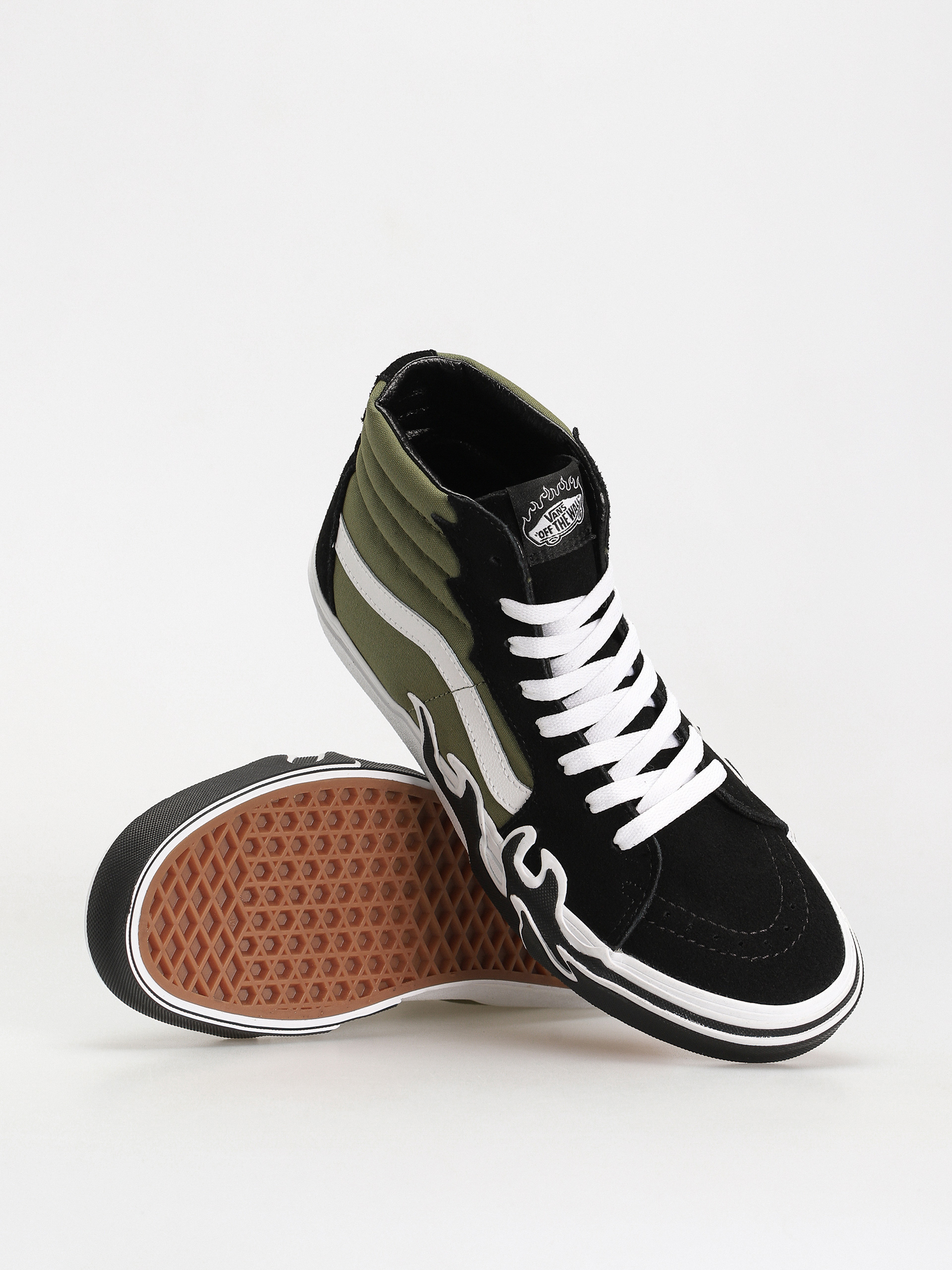 Vans Sk8 Hi Flame Shoes (loden green)